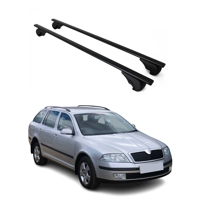 Dachträger Grundtäger für Skoda Octavia mk2 2004-2013 75kg Metall Schwarz 2 tlg