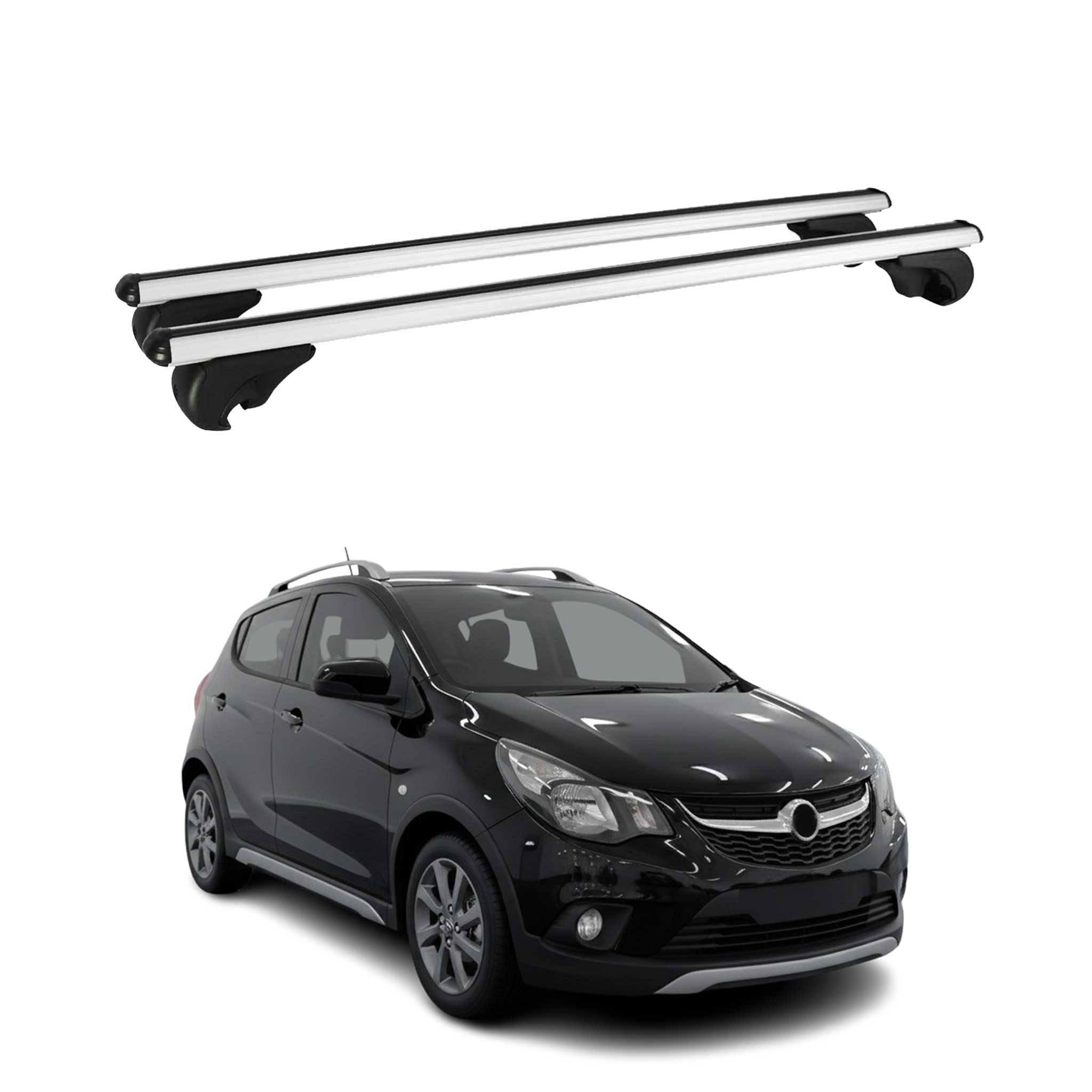 Dachträger Grundtäger für Opel Karl Rocks 2016-2019 75kg Aluminium Silber 2 tlg