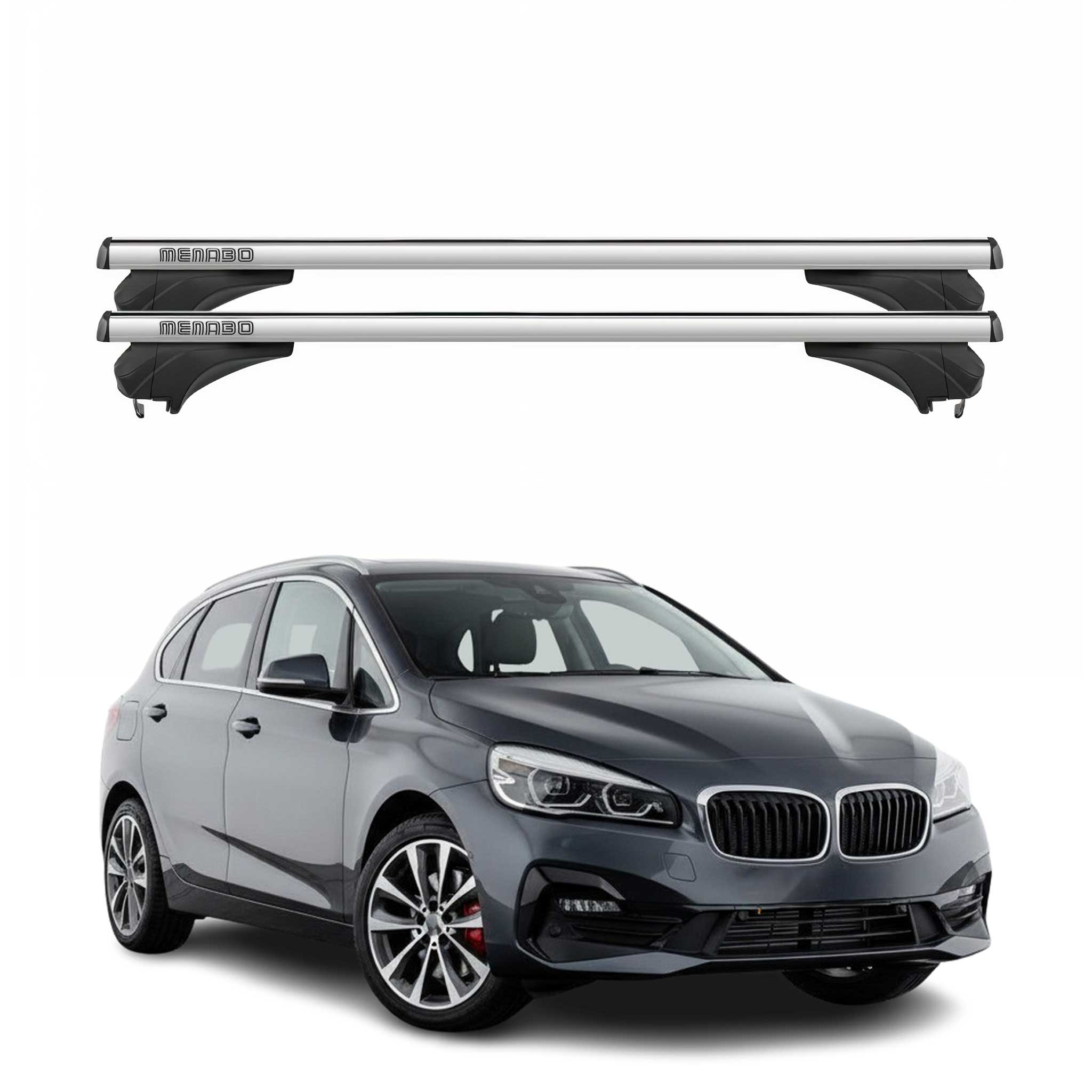 Menabo Dachträger für BMW 2er F45 Active Tourer 2014-2021 Aluminium Silber 2 tlg