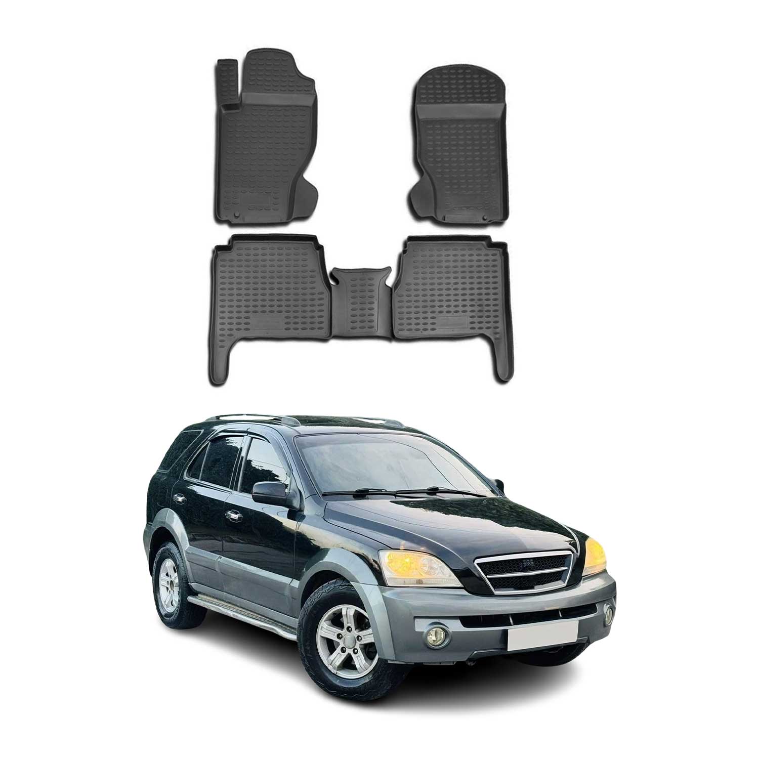 OMAC Gummimatten Fußmatten für Kia Sorento 2002-2009 TPE Automatten Schwarz 4x