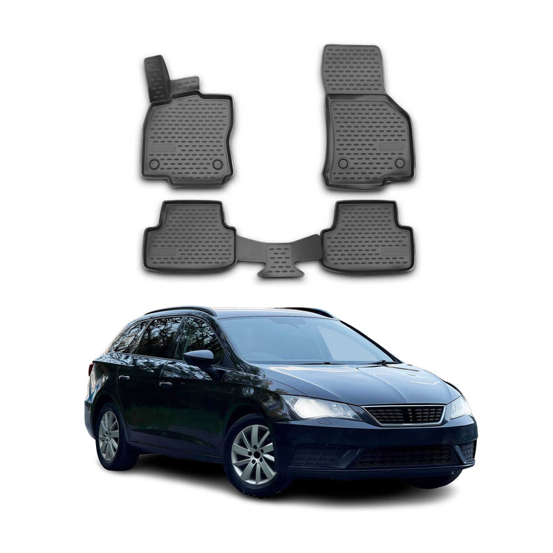OMAC Gummimatten Fußmatten für Seat Leon 2012-2020 TPE Automatten Schwarz 4x