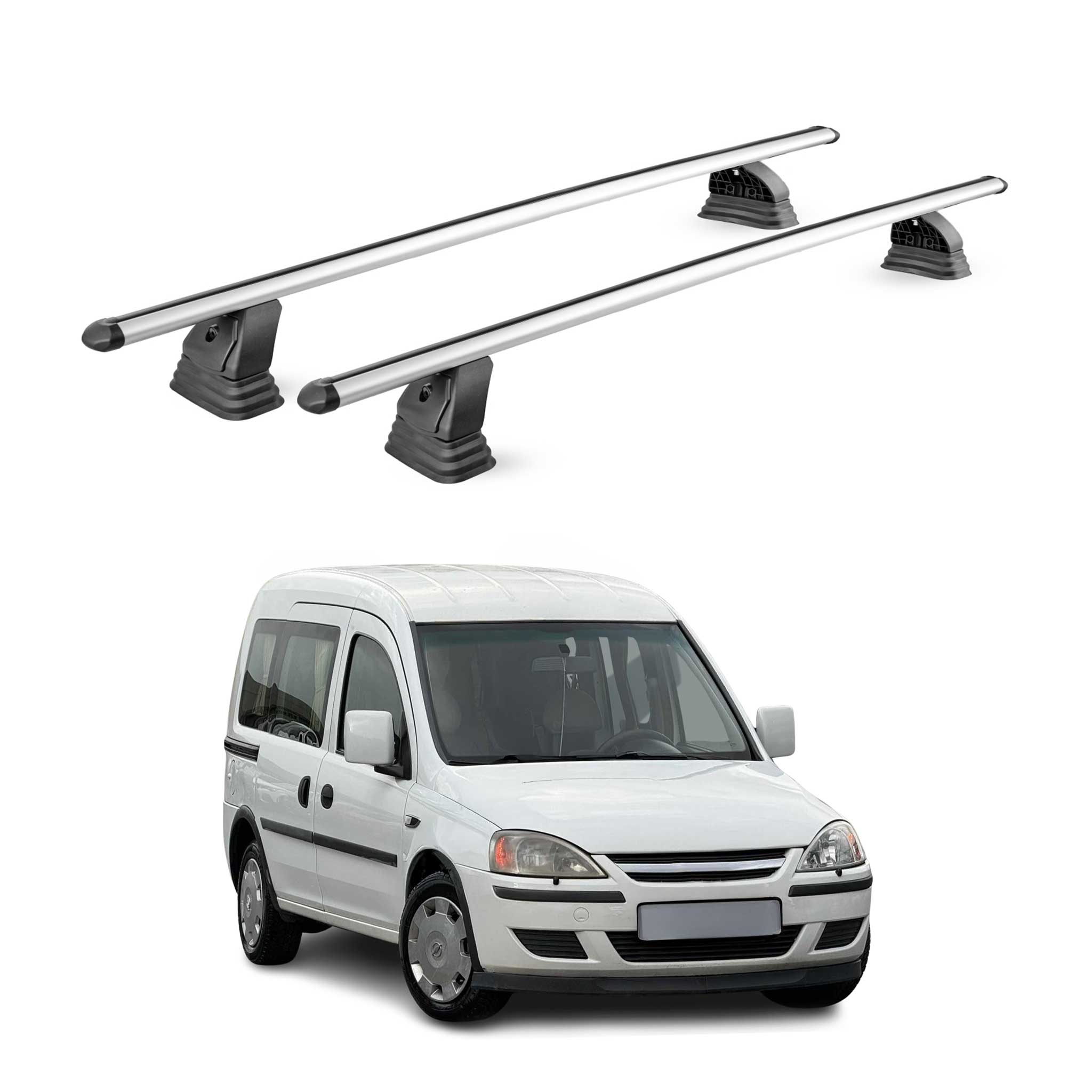Alu Dachträger für Opel Combo C 2001-2012 TÜV T-Nut Abschließbar 2tlg Silber
