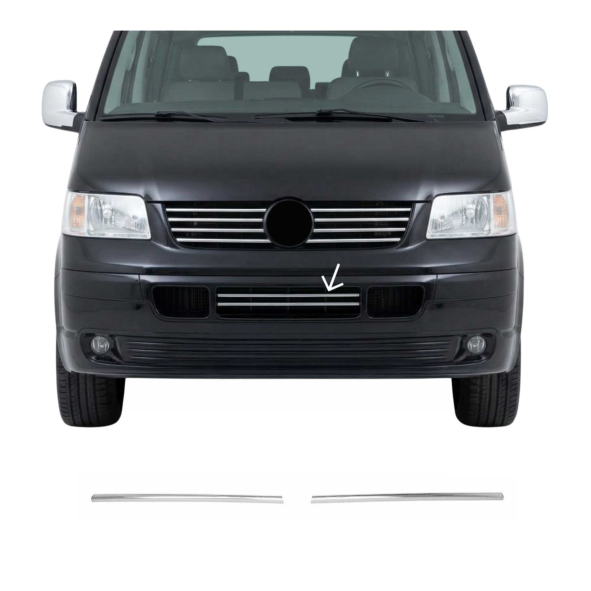 Grillleisten Kühlergrill Leiste für VW Transporter T5 2003-10 Edelstahl Chrom 2x