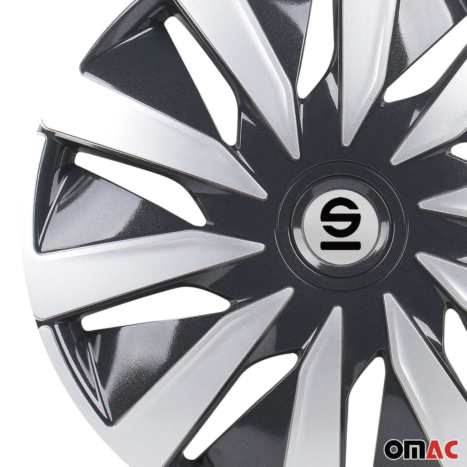 Radkappen Radzierblenden Sparco Lazio 15" Zoll Auto Abdeckung Set Grau Silber 4x