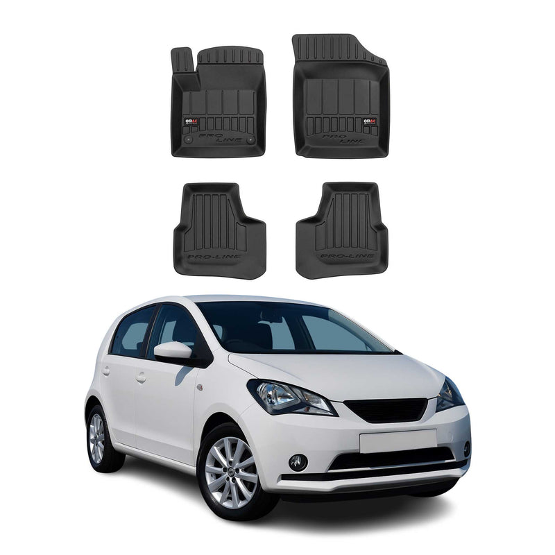 OMAC Gummi Fußmatten für Seat Mii 2011-2019 Premium TPE 3D Automatten Schwarz 4x