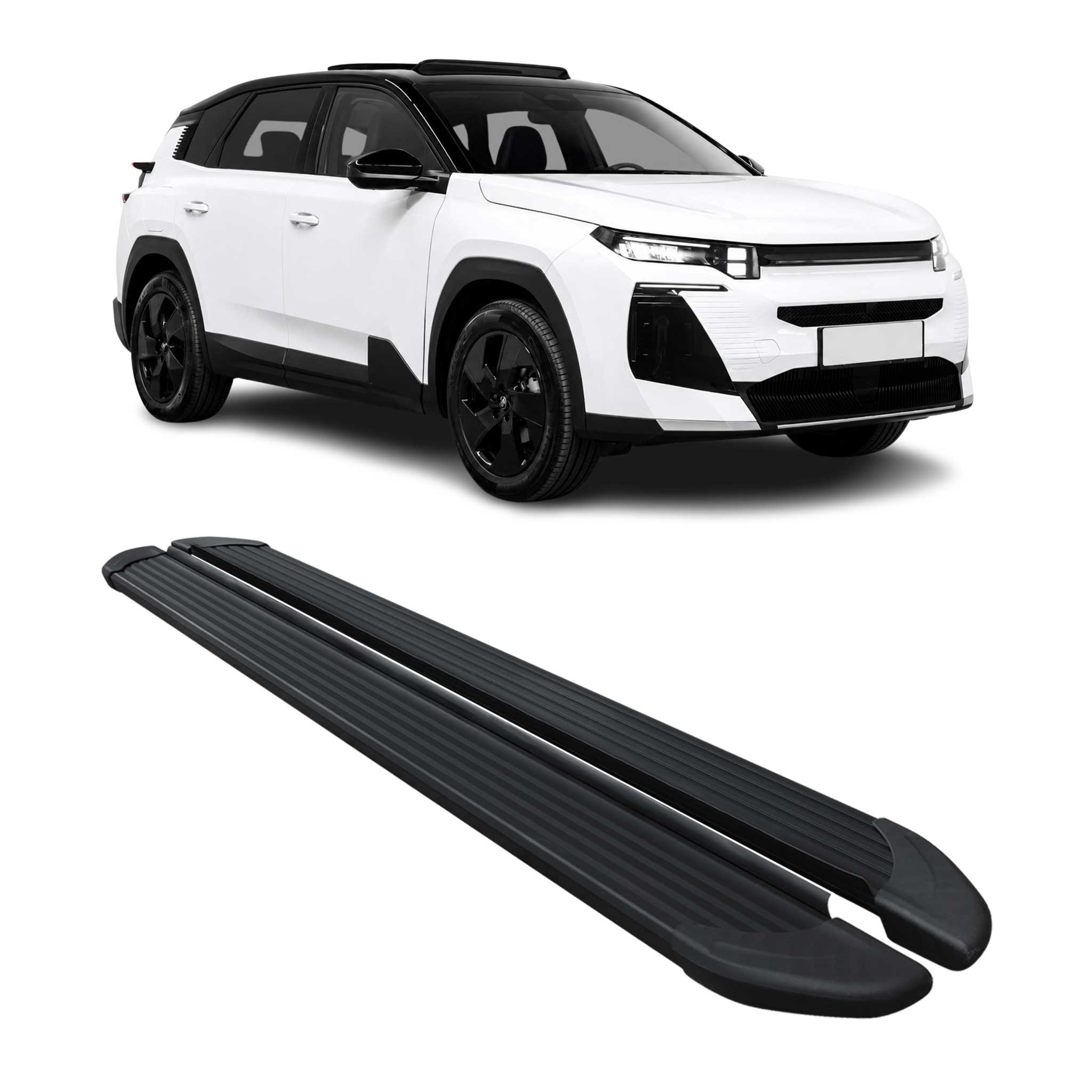 Trittbretter Seitenschutz für Citroen C5 Aircross Hybrid 2025-2026 Alu Schwarz