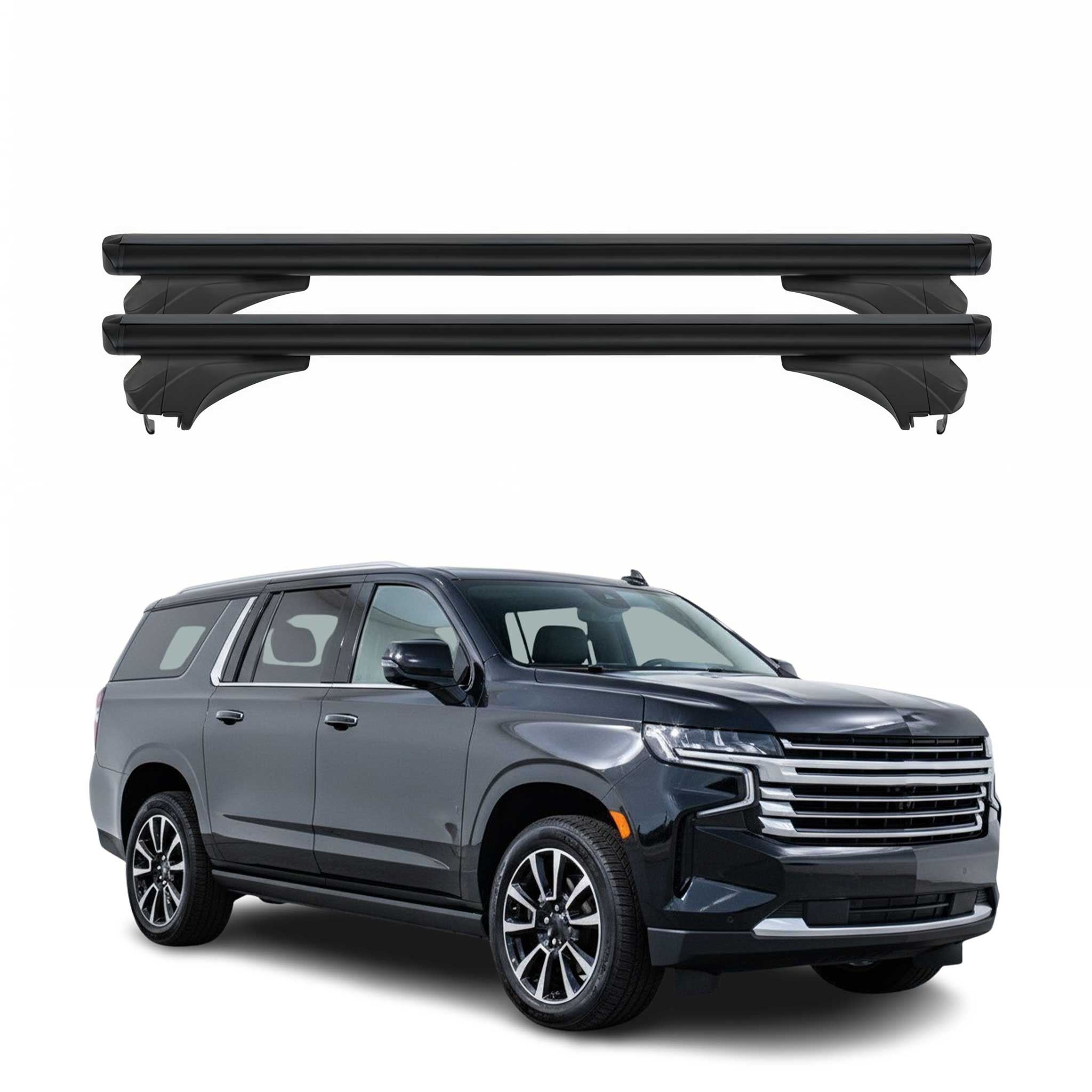 Menabo Dachträger Grundtäger für Chevrolet Suburban 2021-2026 Alu Schwarz 2 tlg