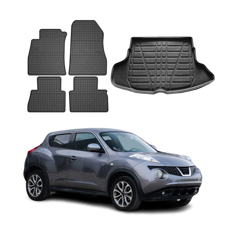 Fußmatten & Kofferraumwanne Set für Nissan Juke 2010-2019 Untere Gummi TPE 5x