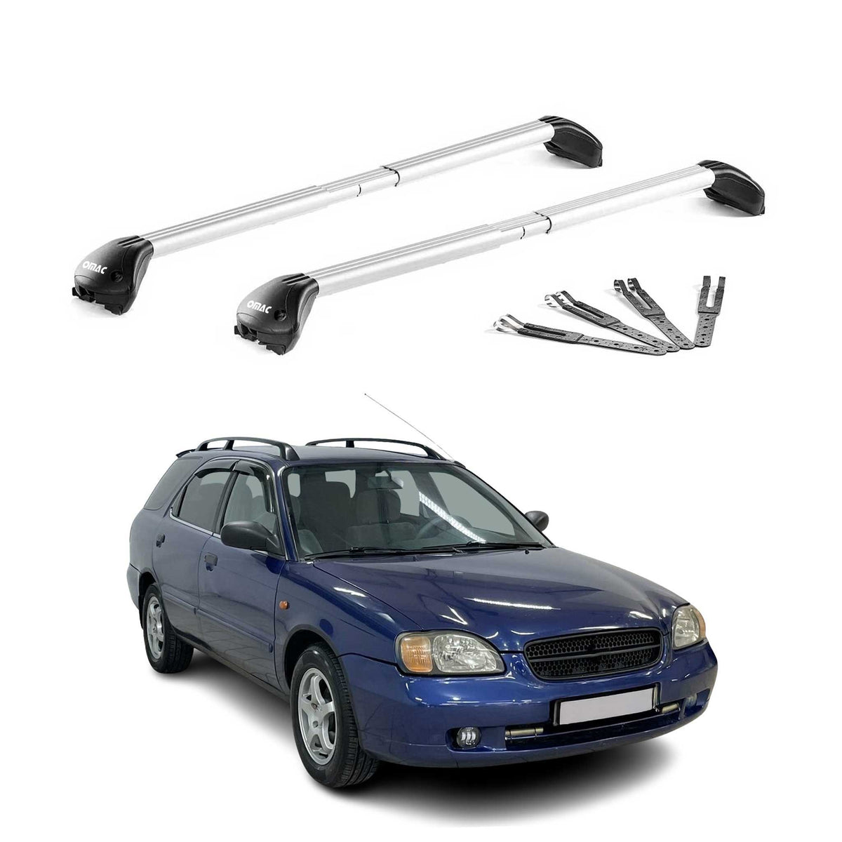 Dachträger Grundtäger für Suzuki Baleno Kombi 1995-2002 100kg Alu Grau 2x ABE