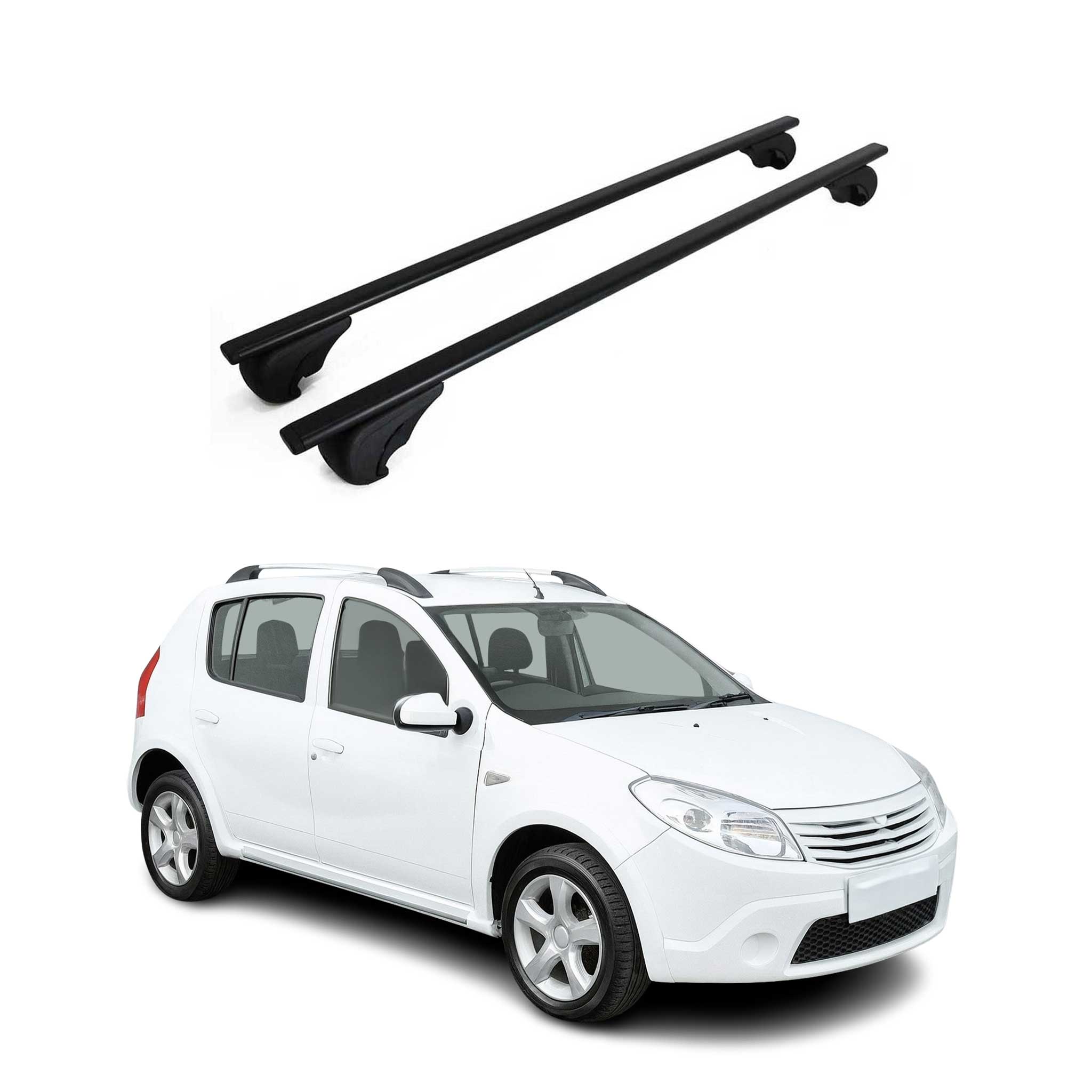 Dachträger Grundträger für Dacia Sandero Stepway I 2009-2012 Metall Schwarz 2tlg
