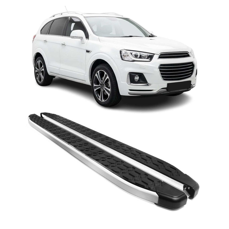 Alu Trittbretter Seitenschweller für Chevrolet Captiva 2016-2019 Schwarz Silber