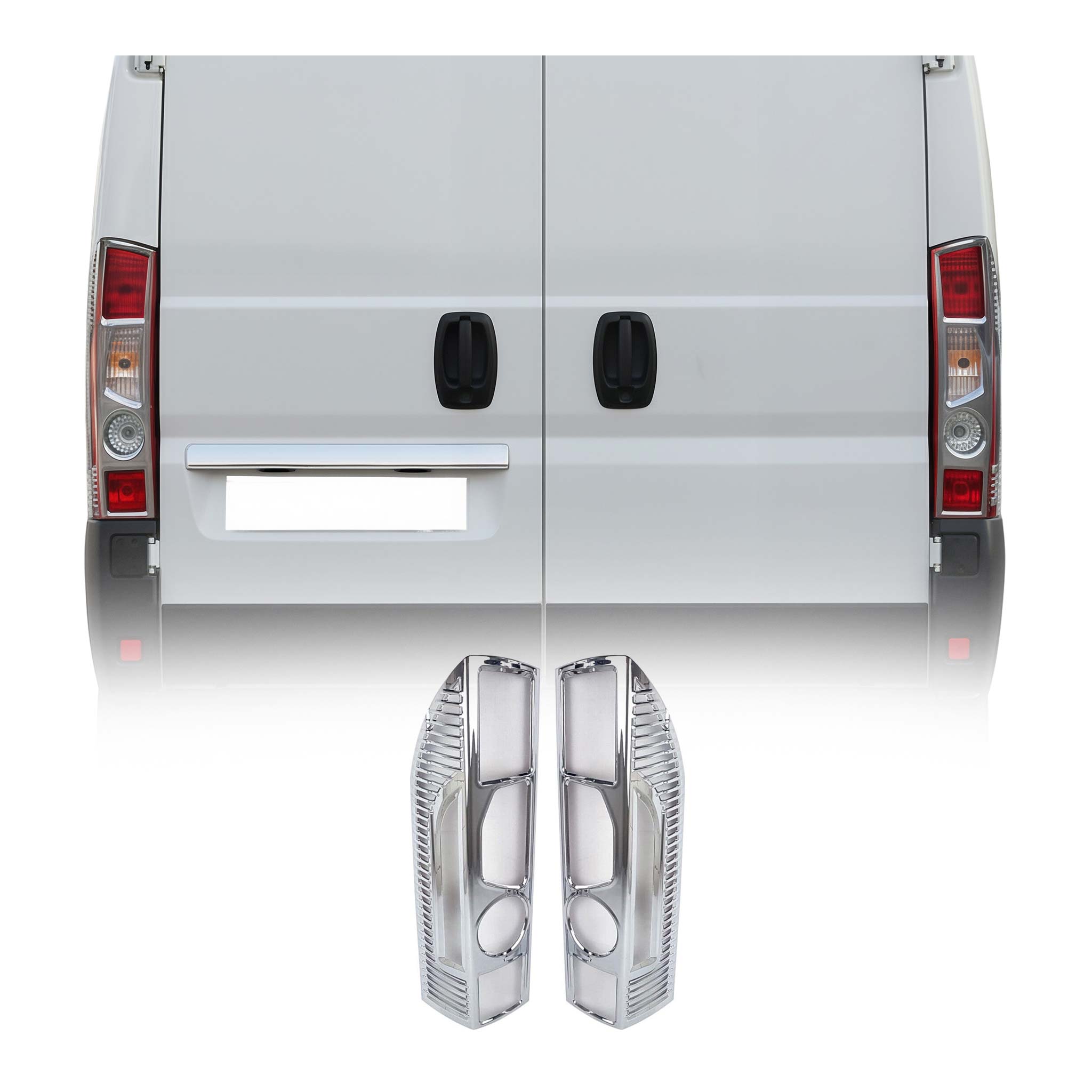 Rücklicht Leisten Heckleuchte für Fiat Ducato 2006-2014 Chrom ABS Silber 2tlg