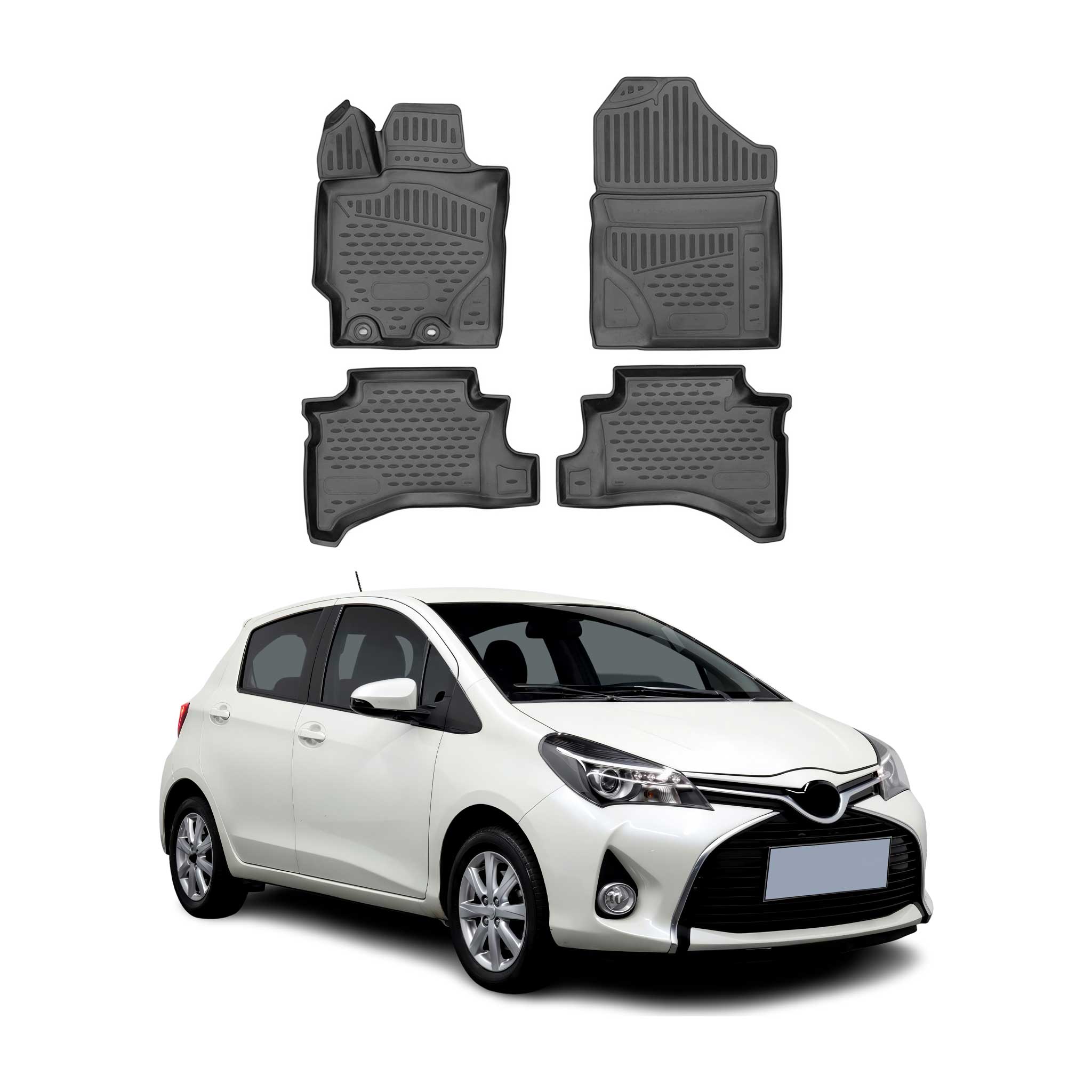 OMAC Gummimatten Fußmatten für Toyota Yaris Hybrid P13 2012-2024 TPE Schwarz 4x