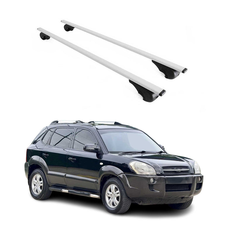 Dachträger Grundtäger für Hyundai Tucson mk1 2004-2010 75kg Metall Silber 2 tlg
