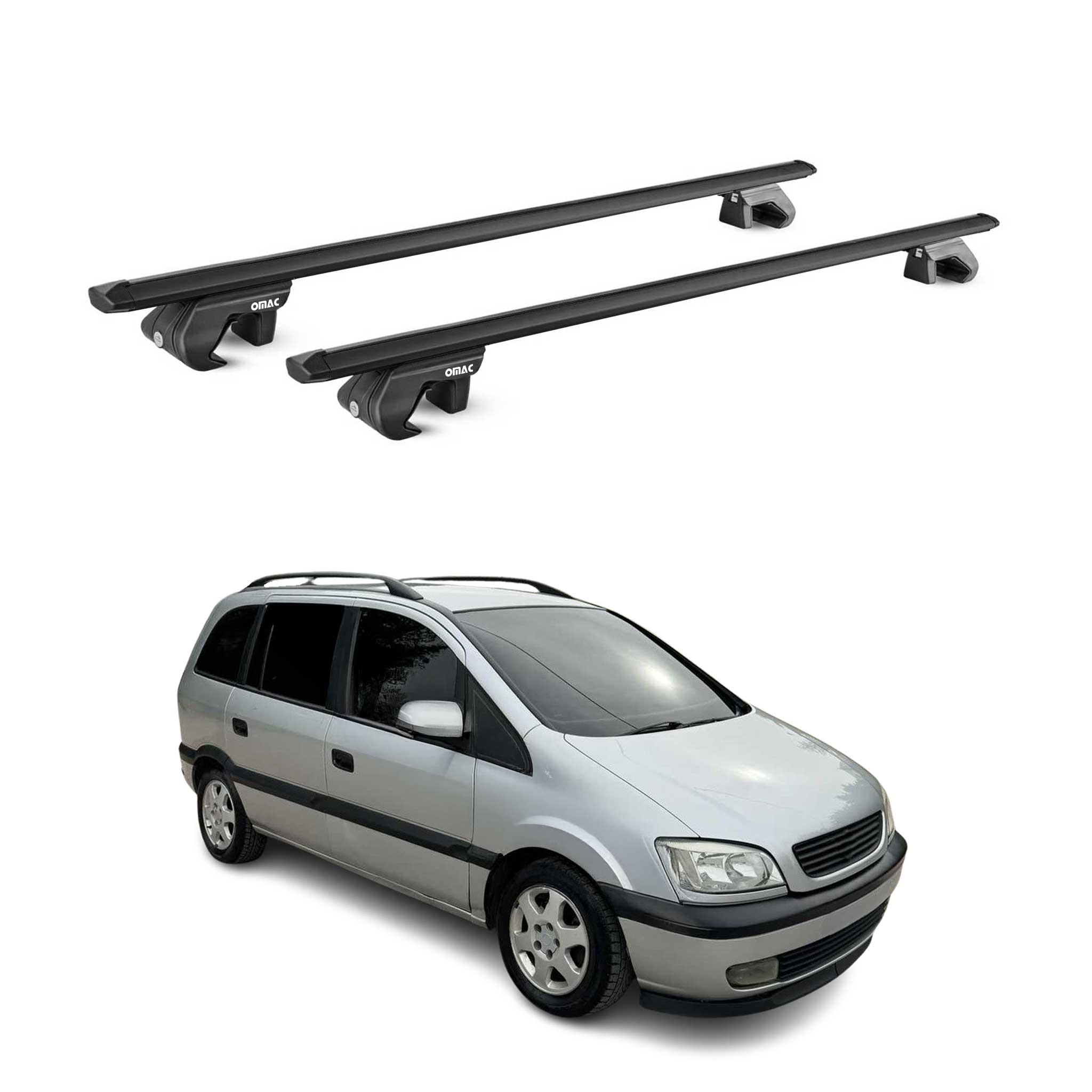 Dachträger Grundtäger für Opel Zafira A 1999-2005 90kg Aluminium Schwarz ABE
