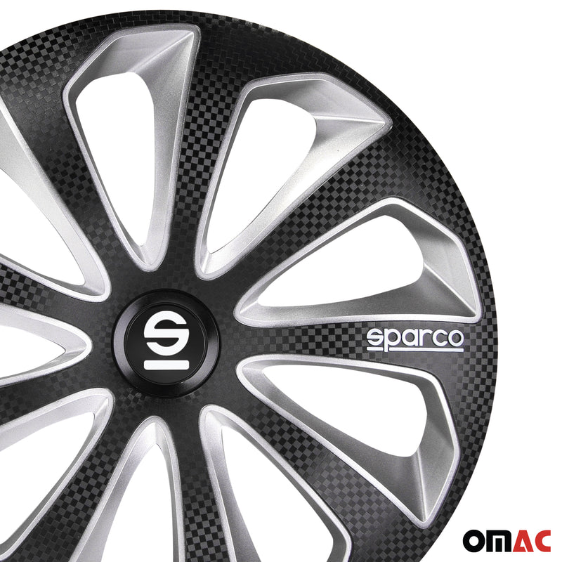 Sparco Radkappen 16 Zoll Sicilia Schwarz Carbon Silber 4tlg