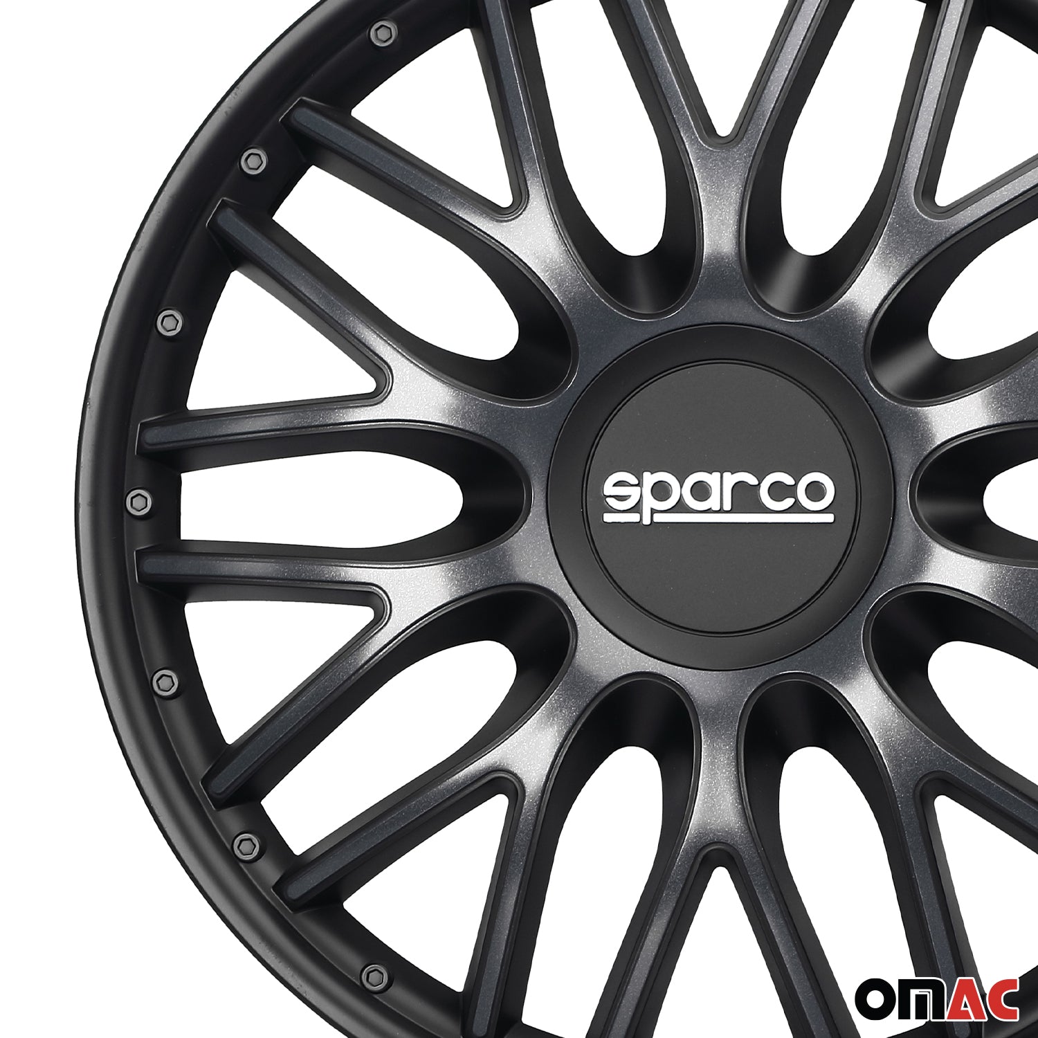 Radkappen Radzierblenden Sparco Roma 14" Zoll Auto Abdeckung Set Grau Schwarz 4x