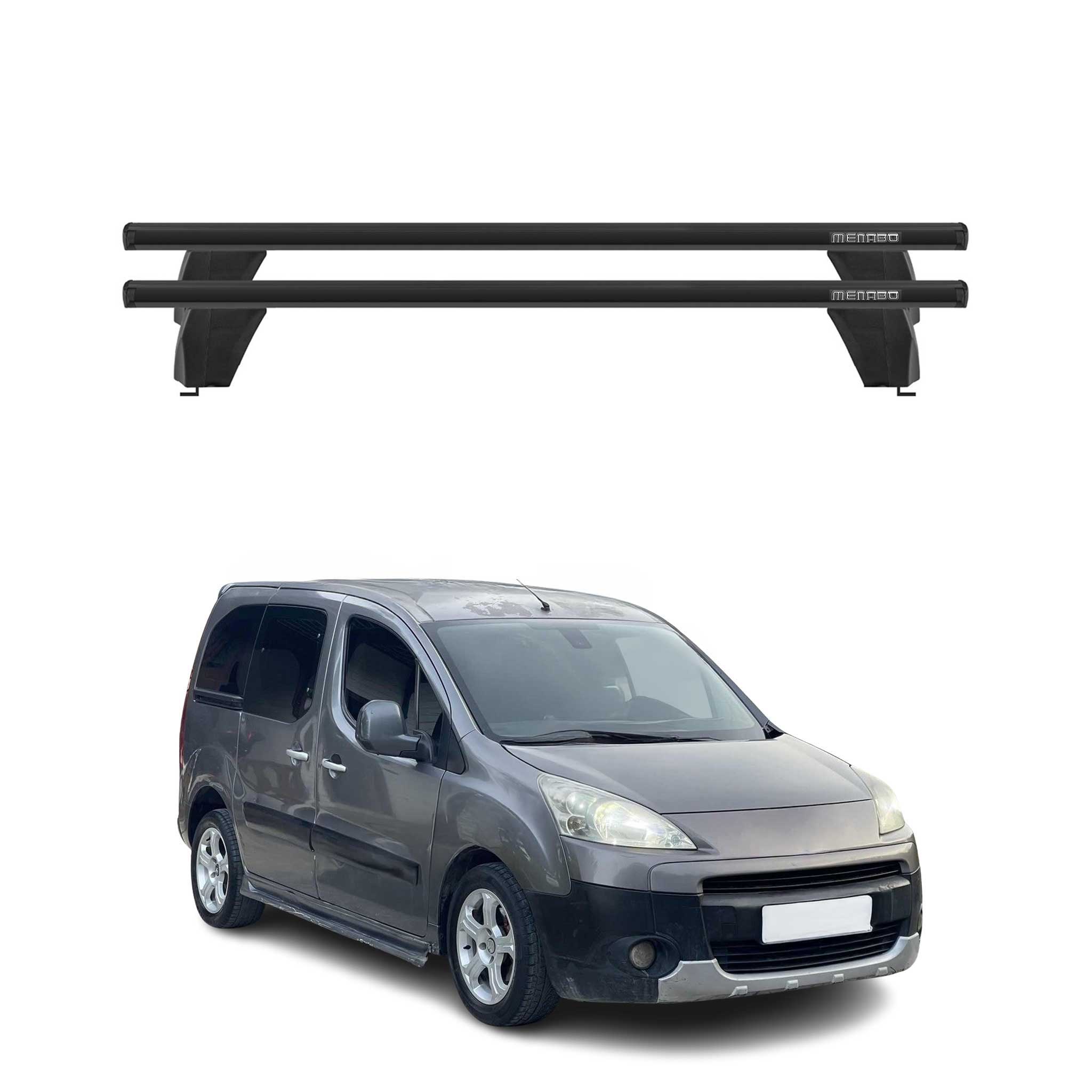 Menabo Dachträger Grundtäger für Peugeot Partner mk2 2008-2018 75kg Alu Schwarz