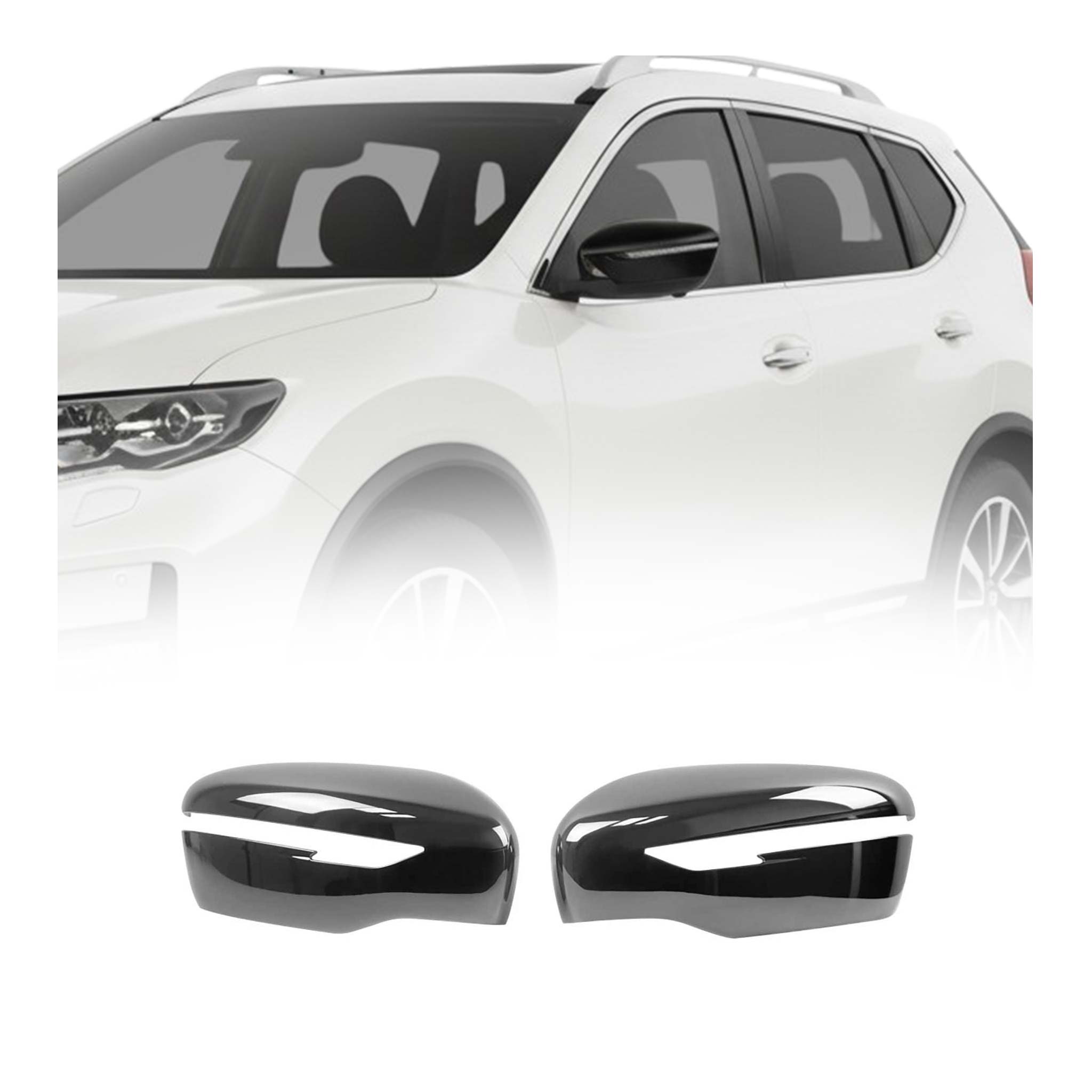 Spiegelkappen Spiegelabdeckung für Nissan X-Trail 2014-2022 Chrom ABS Dunkel