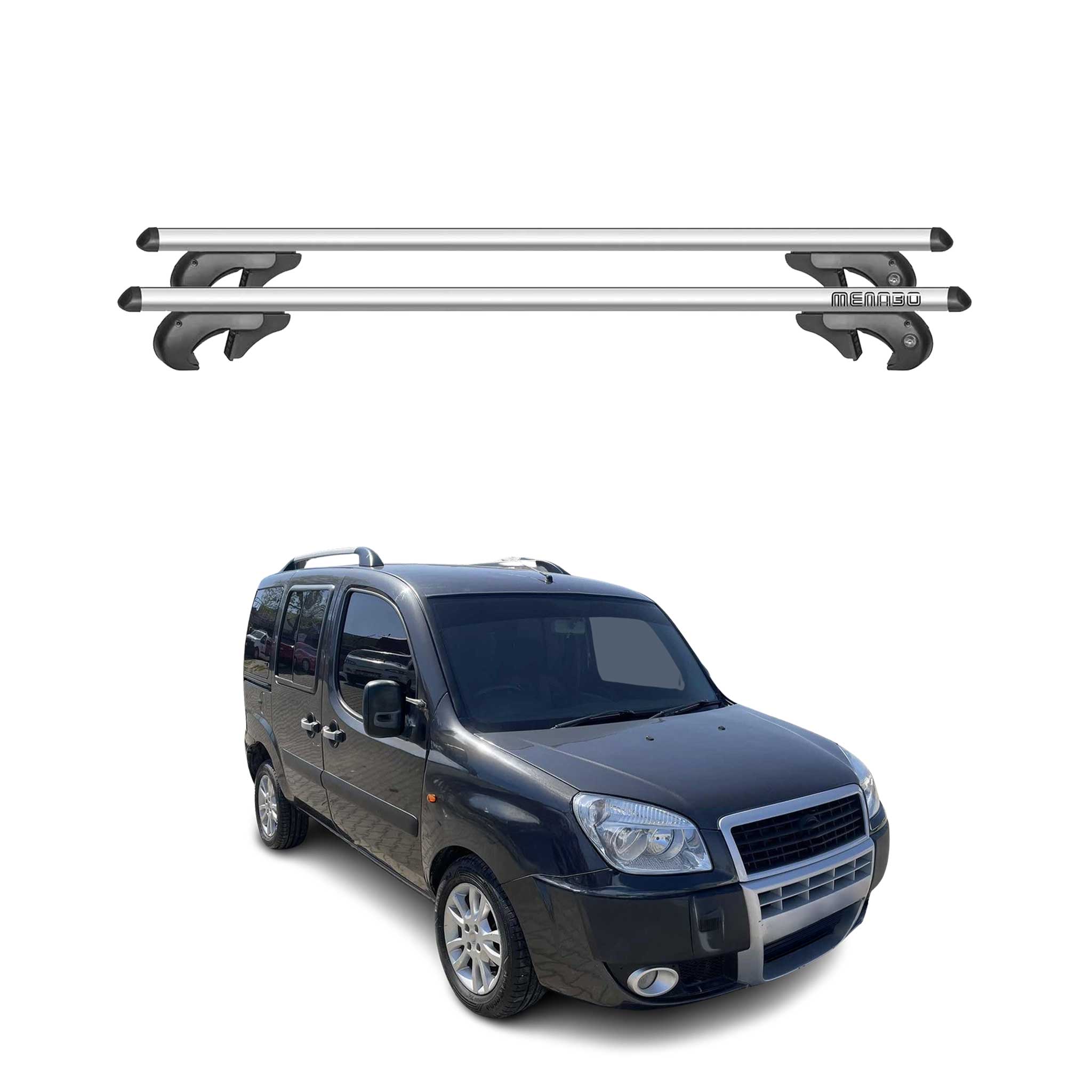 Menabo Dachträger Grundtäger für Fiat Doblo 2000-2010 90kg Alu Silber 2 tlg