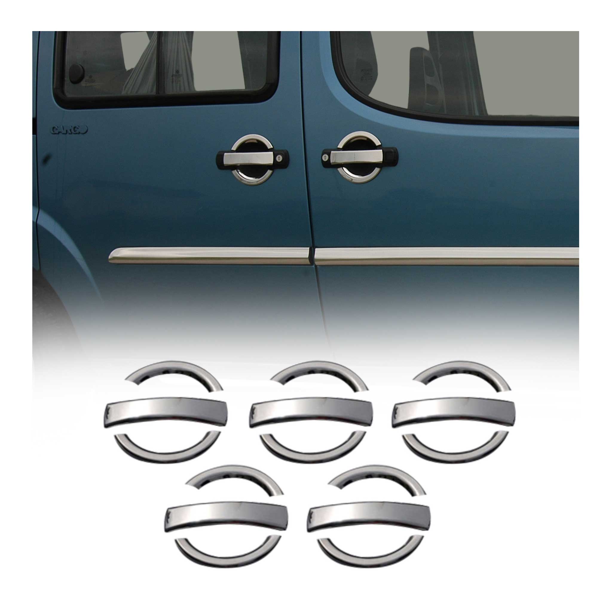 Chrom Türgriff Blende für Fiat Doblo 2000-2010 5-Tür Edelstahl 15x