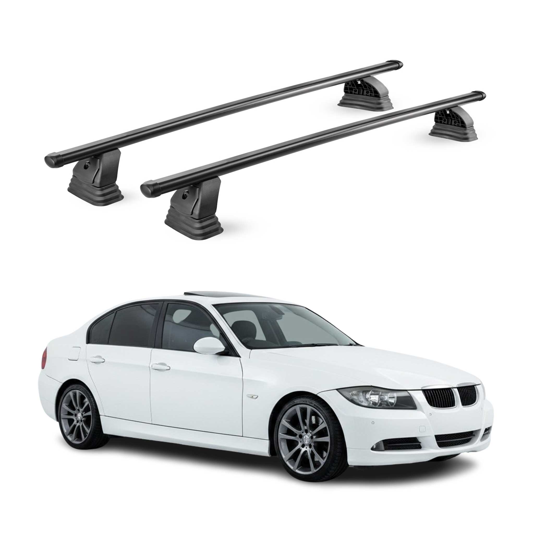 Stahl Dachträger für Bmw 3er E90 Limo 2004-2012 TÜV Abschließbar 2tlg Schwarz