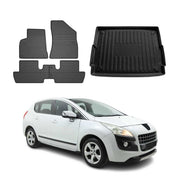 Fußmatten & Kofferraumwanne Set für Peugeot 3008 2009-2016 Gummi TPE Schwarz 5x