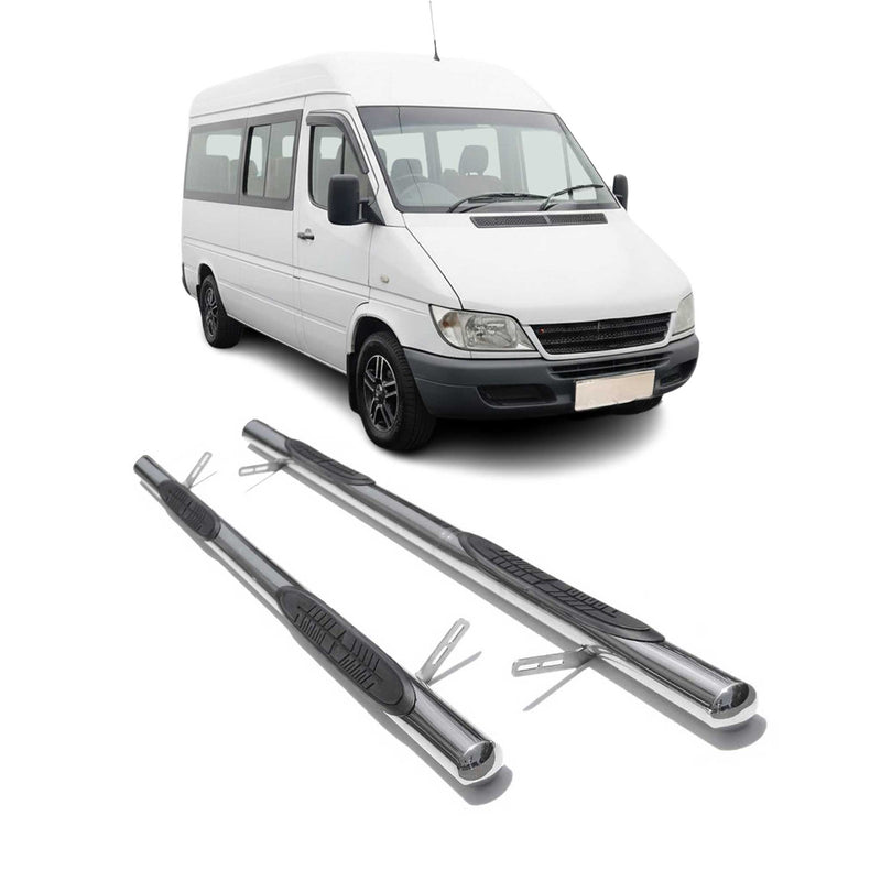 Stahl Trittbretter Schwellerrohre für Mercedes Sprinter 1995-2006 L3/L4 Grau