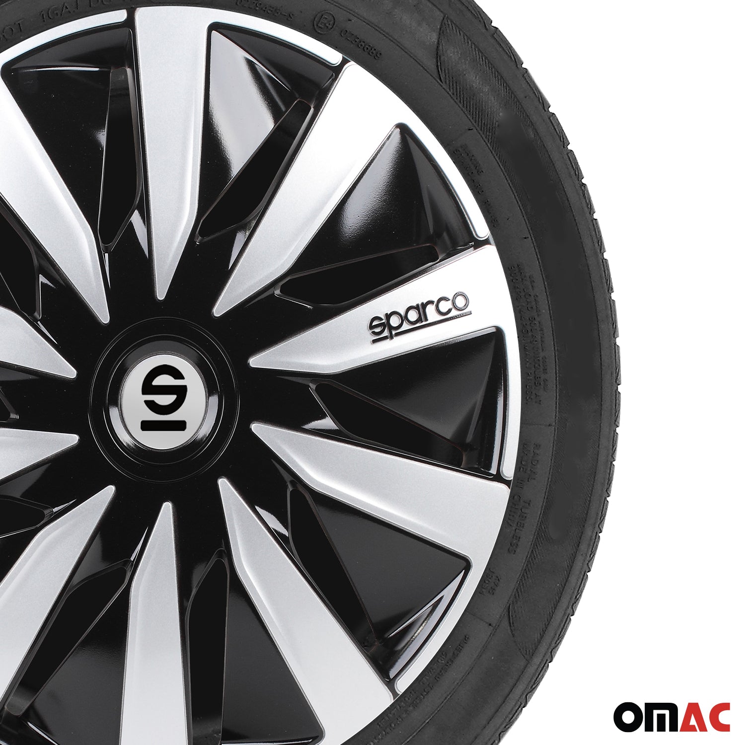 Radkappen Radzierblenden Sparco Lazio 14" Zoll Abdeckung Set Schwarz Silber 4x