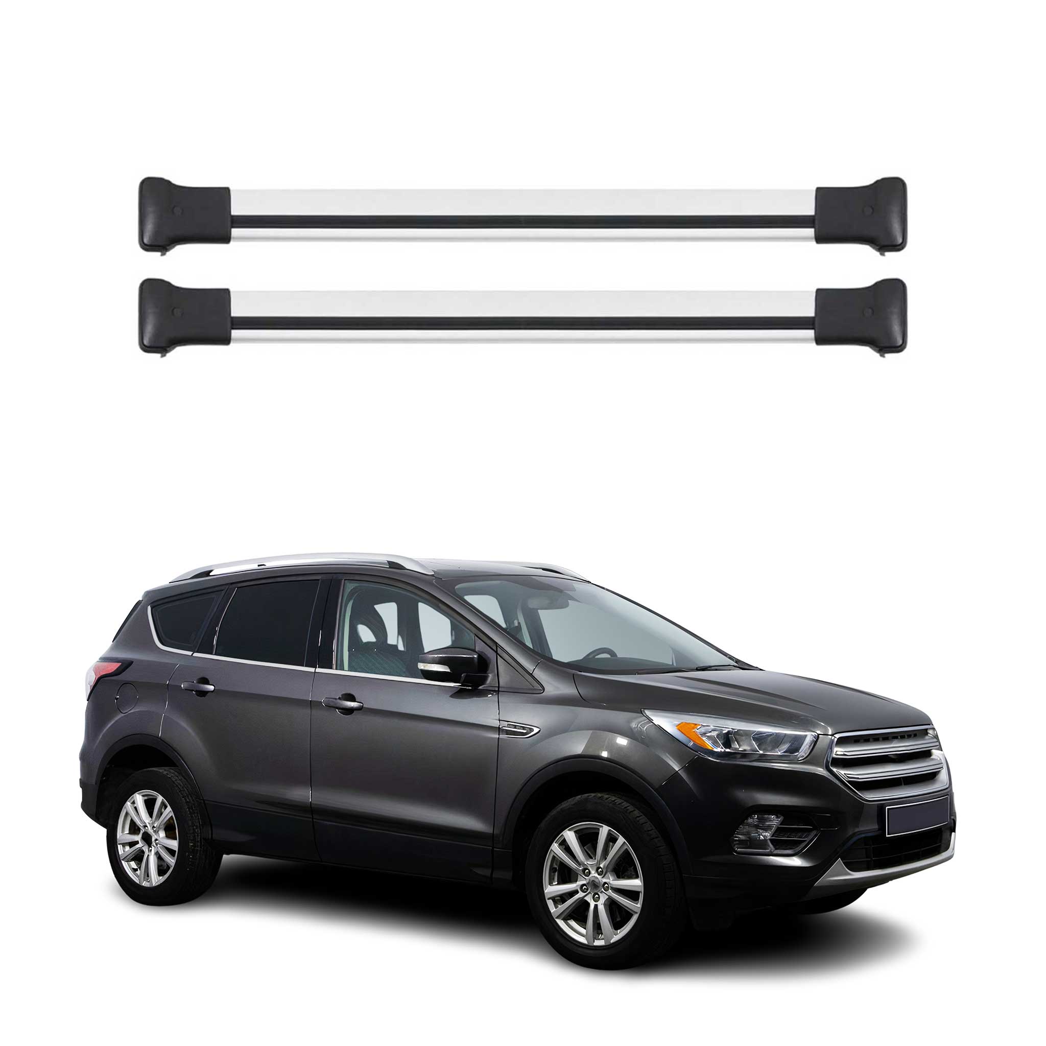 Dachträger Grundtäger für Ford Kuga II 2012-2019 75kg Aluminium Silber 2 tlg