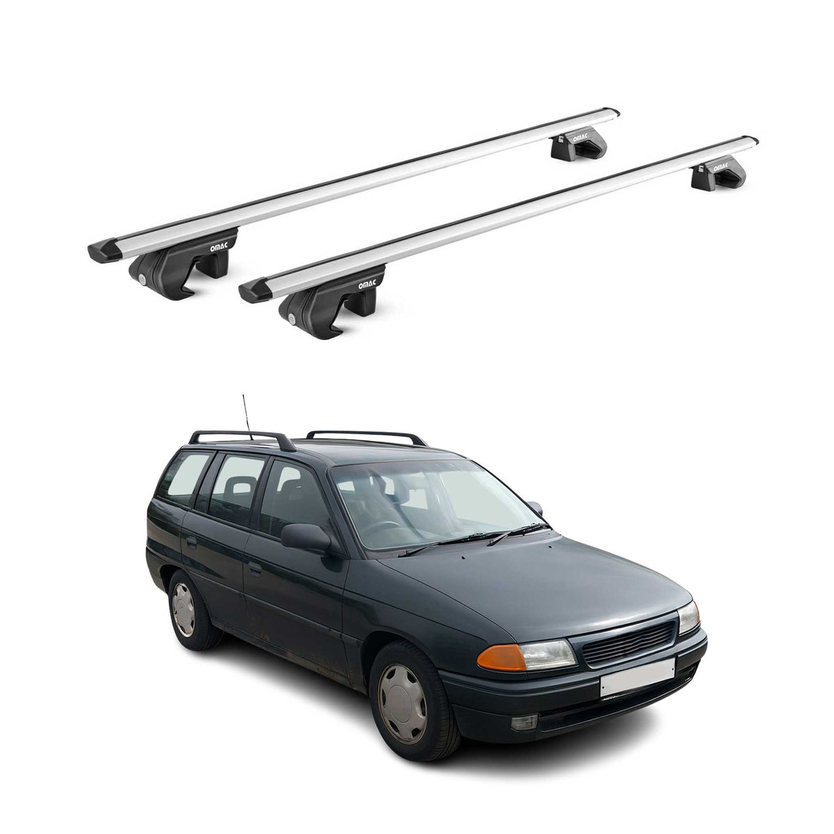 Dachträger Grundtäger für Opel Astra F G Kombi 1991-2004 90kg Alu Silber 2x ABE