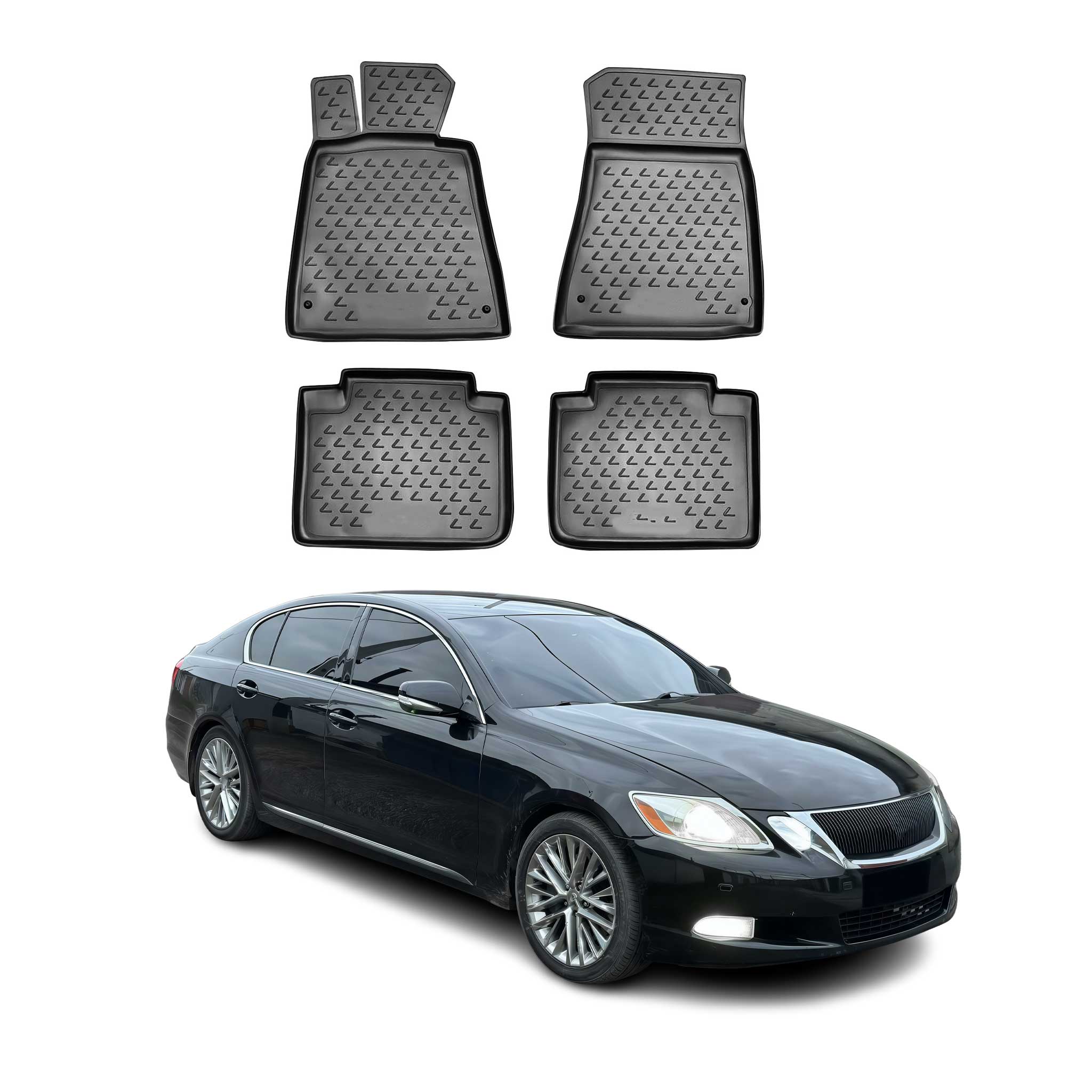 OMAC Gummimatten Fußmatten für Lexus GS300 2008-2011 TPE Automatten Schwarz 4x