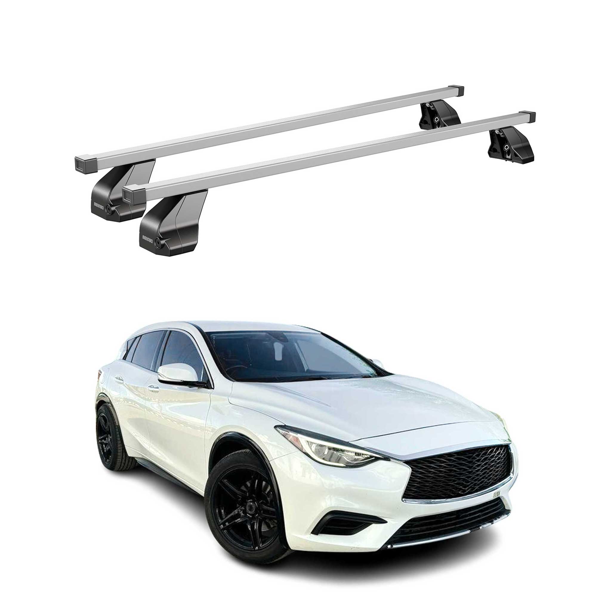 Menabo Dachträger Grundtäger für Infiniti QX30 2017-2019 75kg Stahl Silber 2 tlg