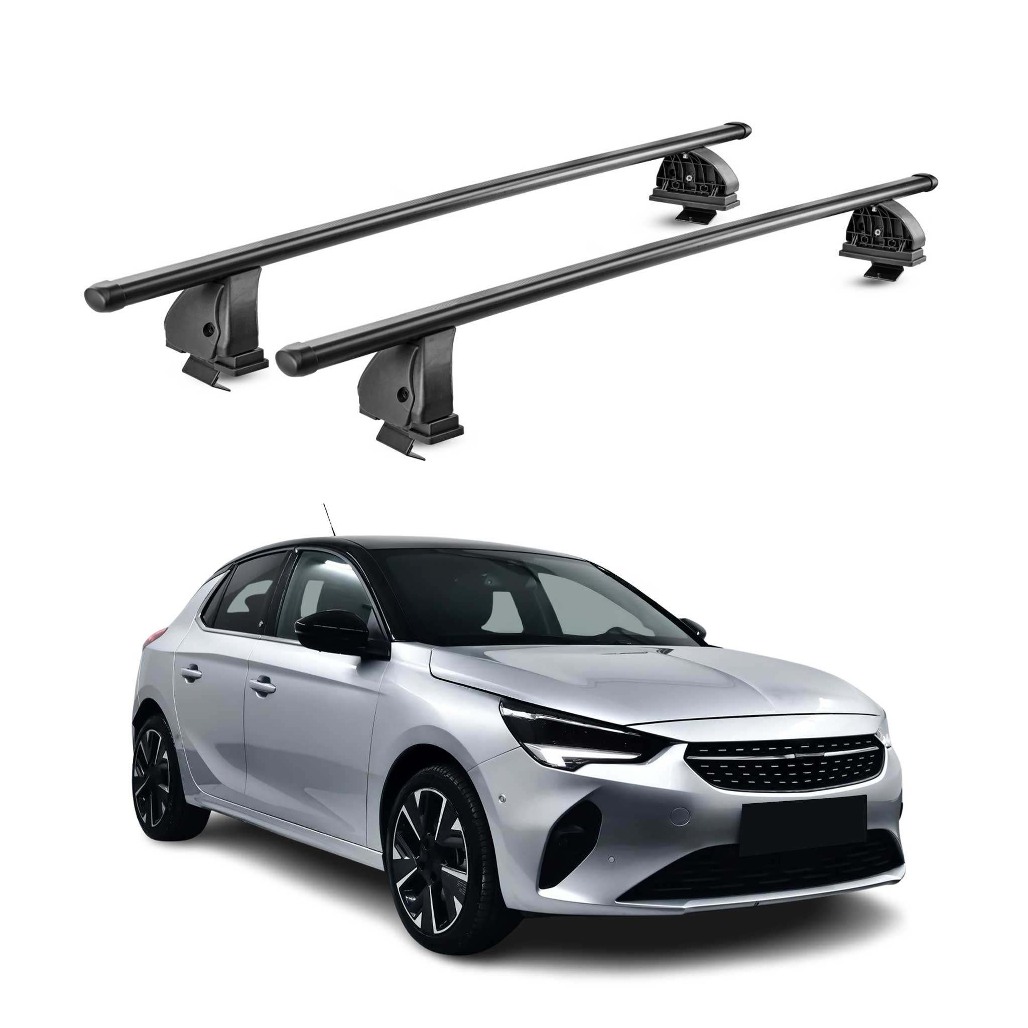 Stahl Dachträger für Opel Corsa F 2019-2026 TÜV Abschließbar 75 kg 2tlg Schwarz