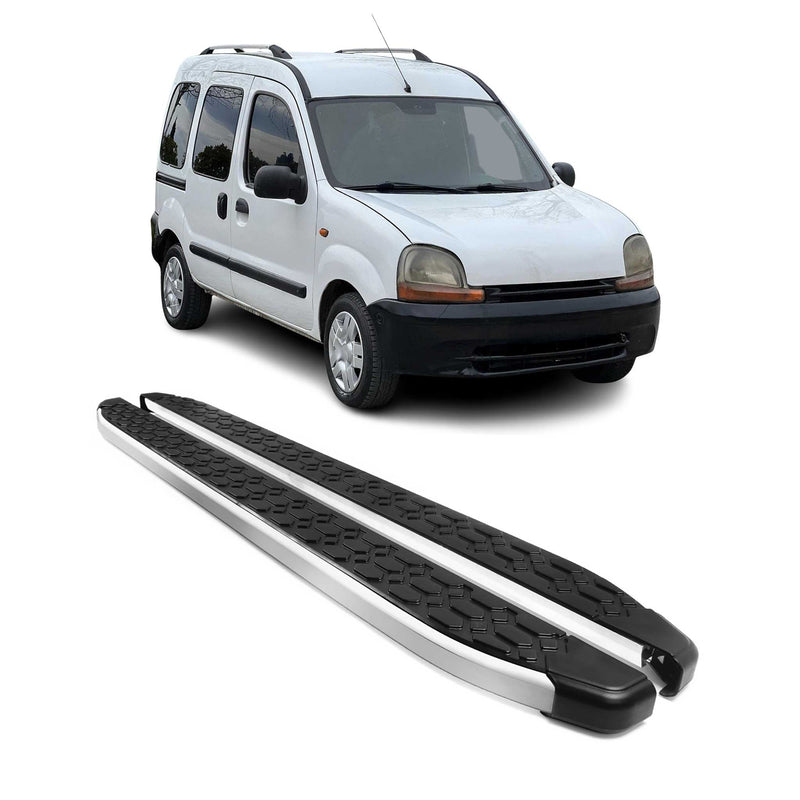 Alu Trittbretter Seitenschweller für Renault Kangoo 1997-2008 Schwarz Silber 2x