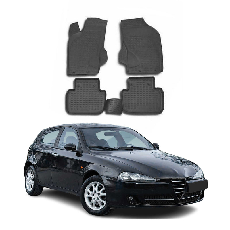 OMAC Gummimatten Fußmatten für Alfa Romeo 147 156 2000-2010 TPE Schwarz 4x