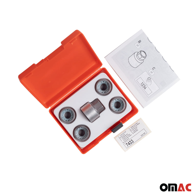 Radschloss Satz für Hyundai Coupe/ Accent ab 2002 Felgenschloss Silber M12X1.5