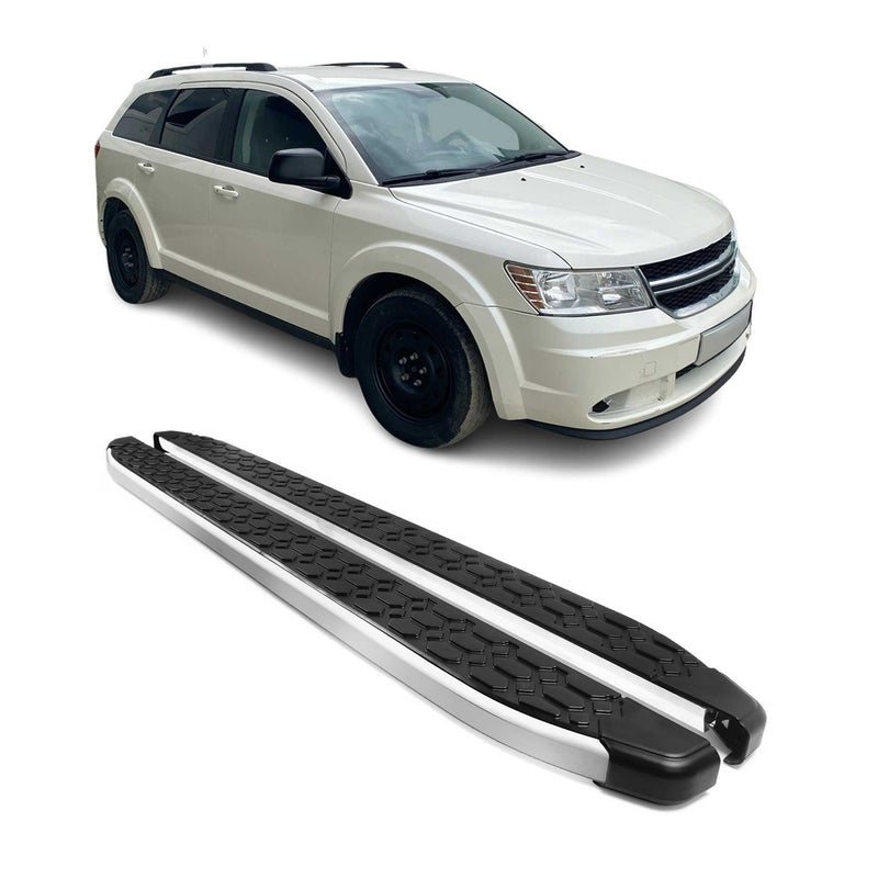Alu Trittbretter Seitenschweller für Dodge Journey 2008-2024 Schwarz Silber 2tlg