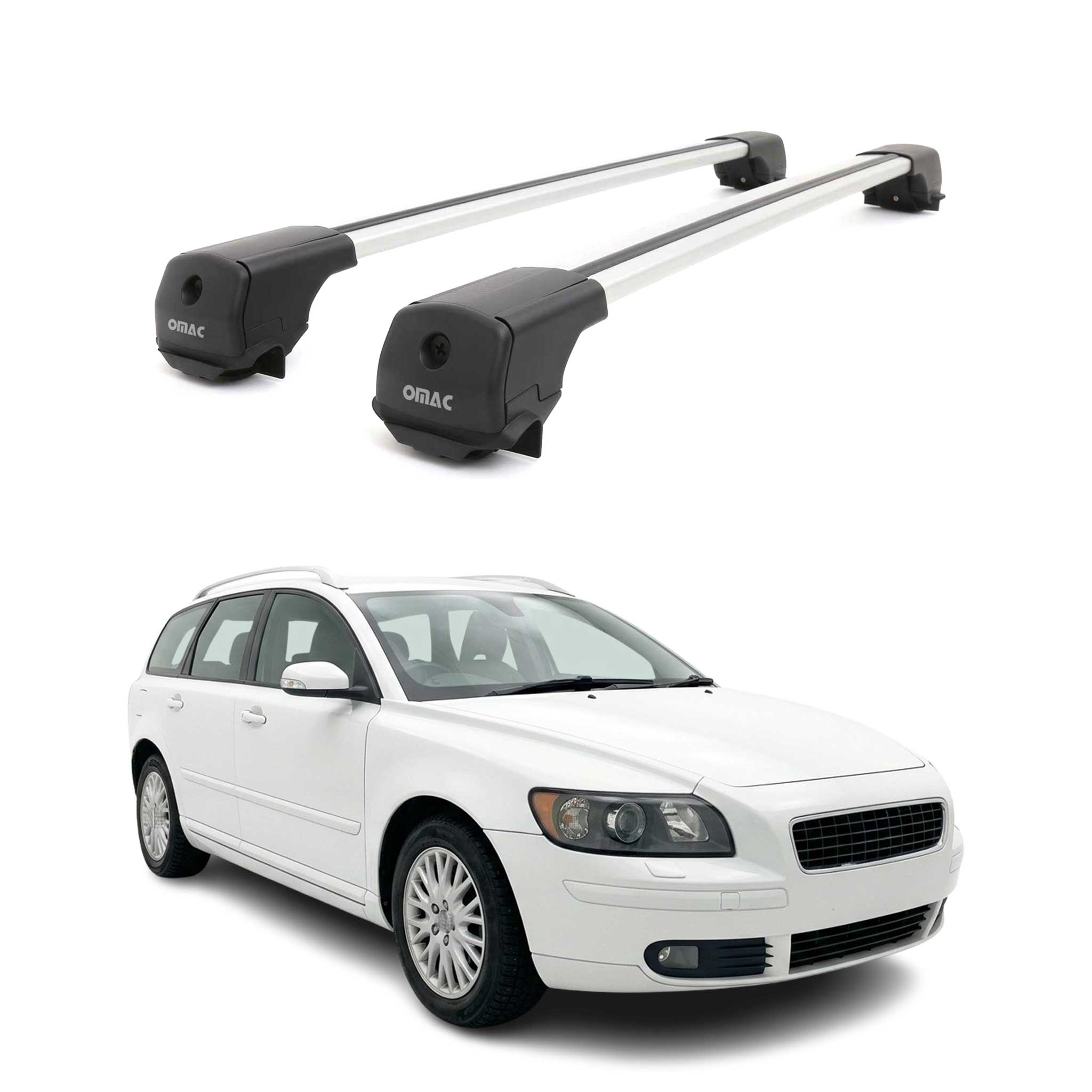 Dachträger Grundträger für Volvo V50 2004-2012 Aluminium 75kg Grau 2tlg
