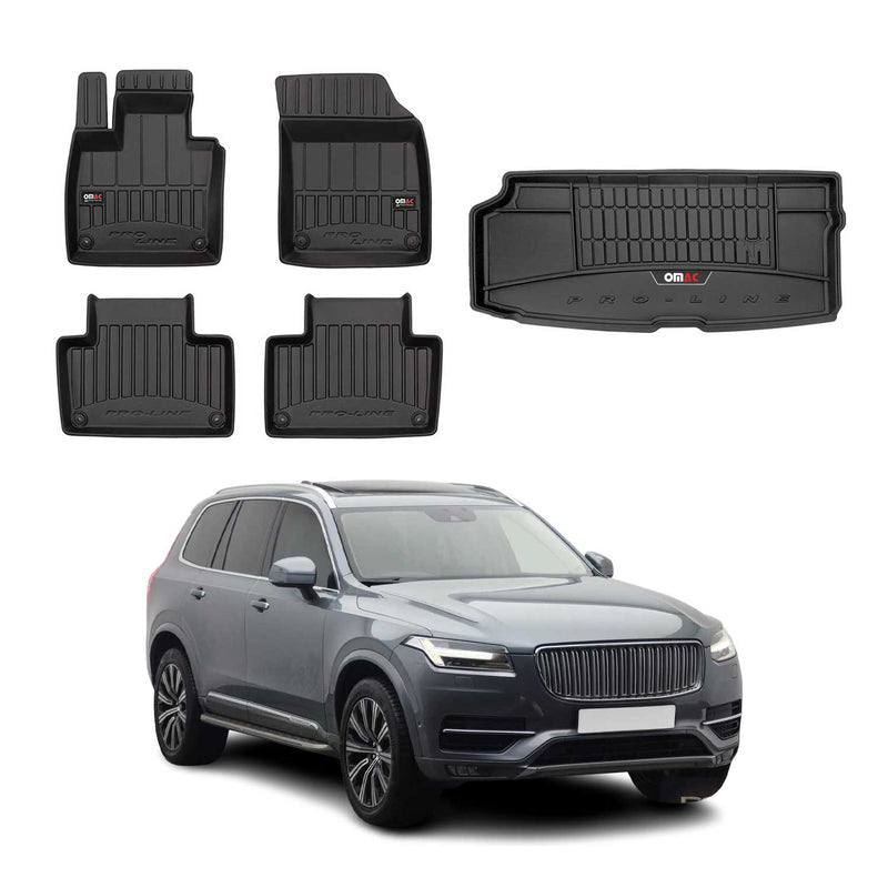 OMAC Fußmatten & Kofferraumwanne Set für Volvo XC90 2015-2019 3ohne .Reihe Gummi