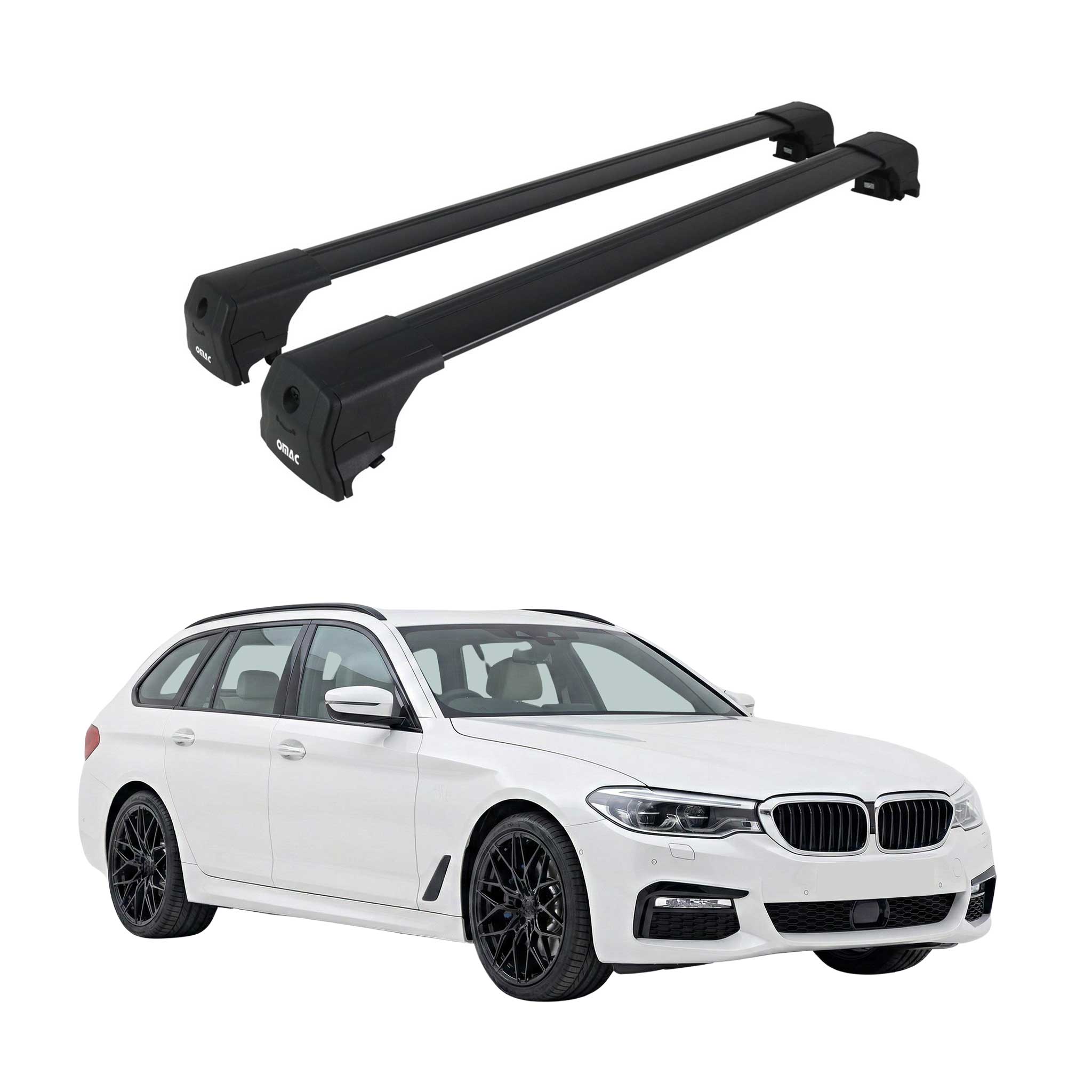 Dachträger Grundtäger für BMW 5er Touring G31 2017-2023 Aluminium Schwarz 2 tlg