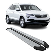 Trittbretter Seitenschweller für Skoda Karoq 2017-2026 Aluminium Silber 2 tlg