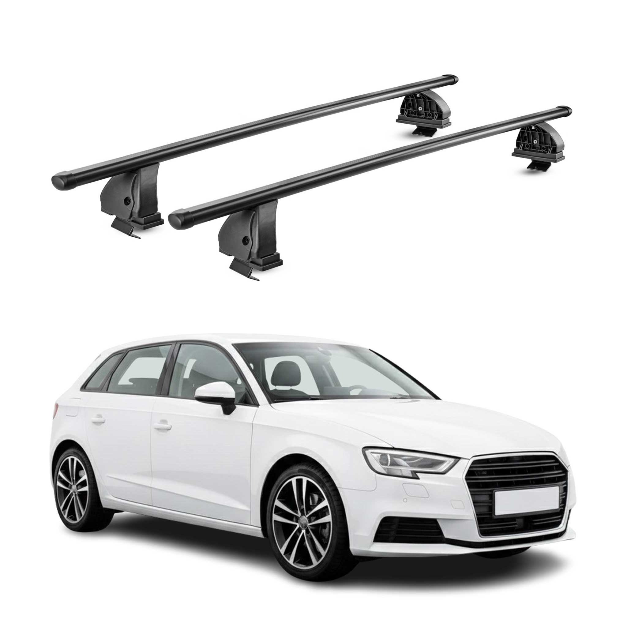 Stahl Dachträger für Audi A3 8V Sportback 2012-2020 TÜV 75 kg 2tlg Schwarz