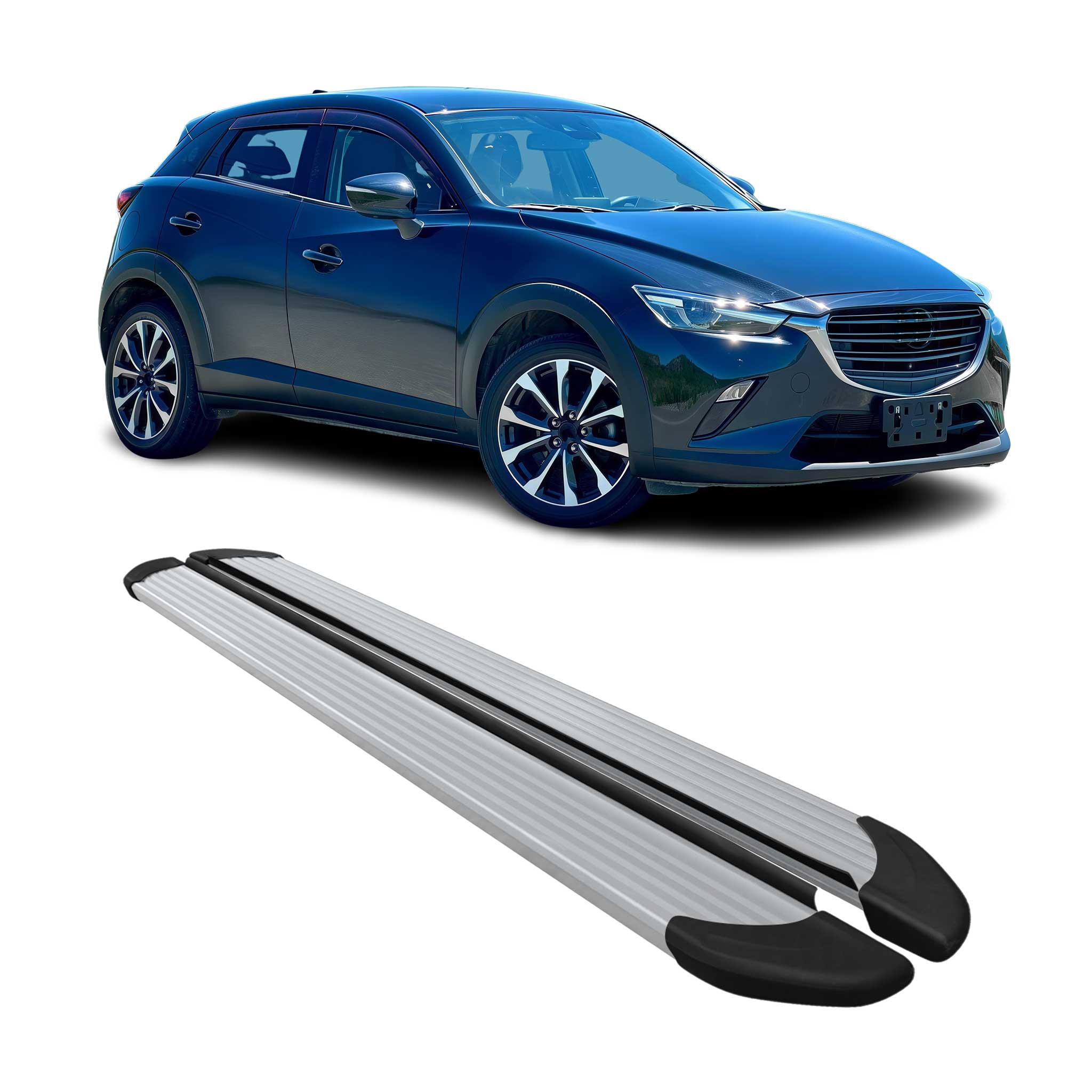 Seitenschweller Trittbretter Schweller für Mazda CX-3 2015-2021 Aluminium Silber