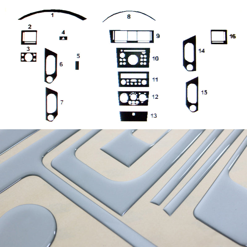 Innenraum Dekor Cockpit für Opel Meriva 2003-2010 Aluminium Optik 16tlg