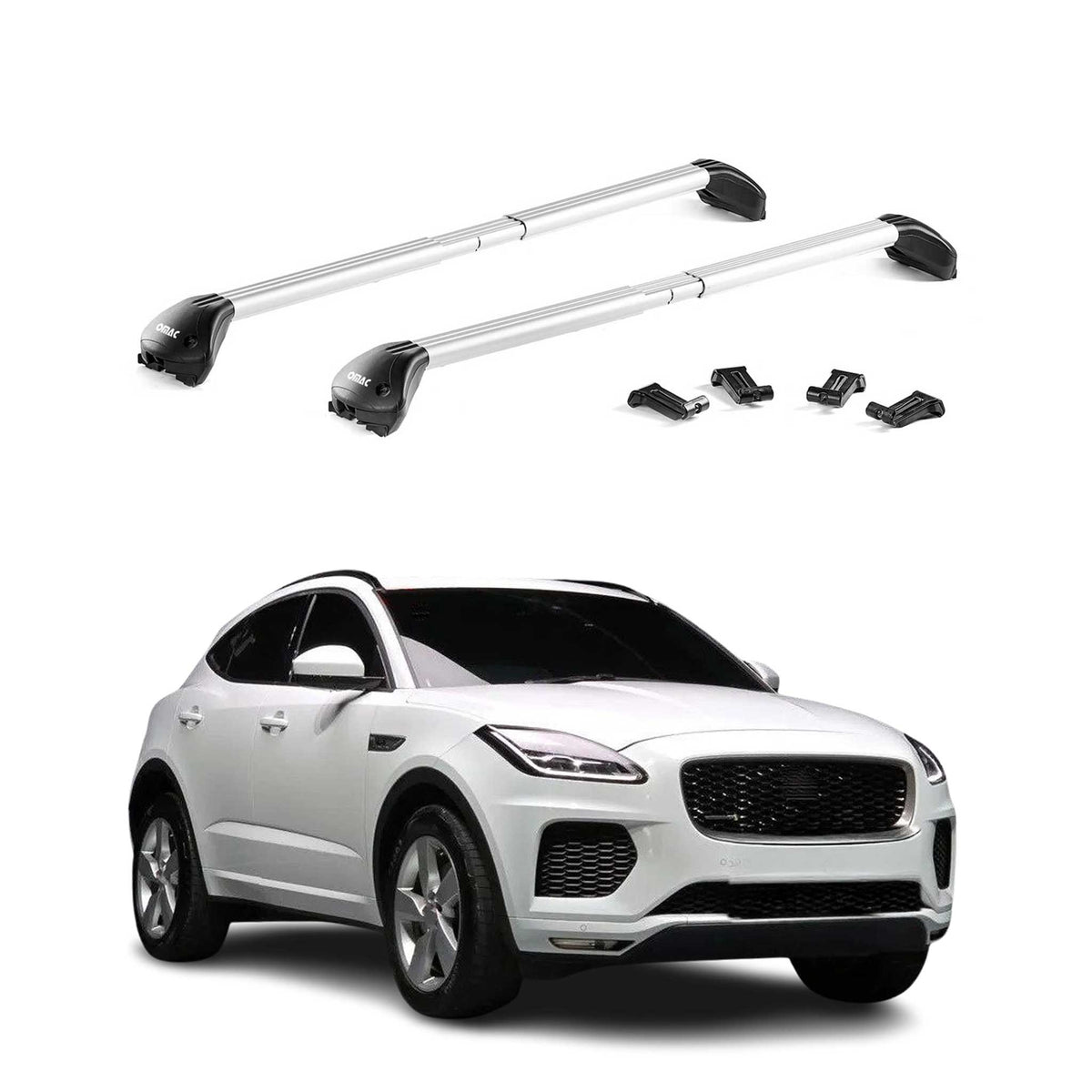 Dachträger Grundtäger für Jaguar E-Pace 2018-2024 100kg Alu Silber 2 tlg ABE