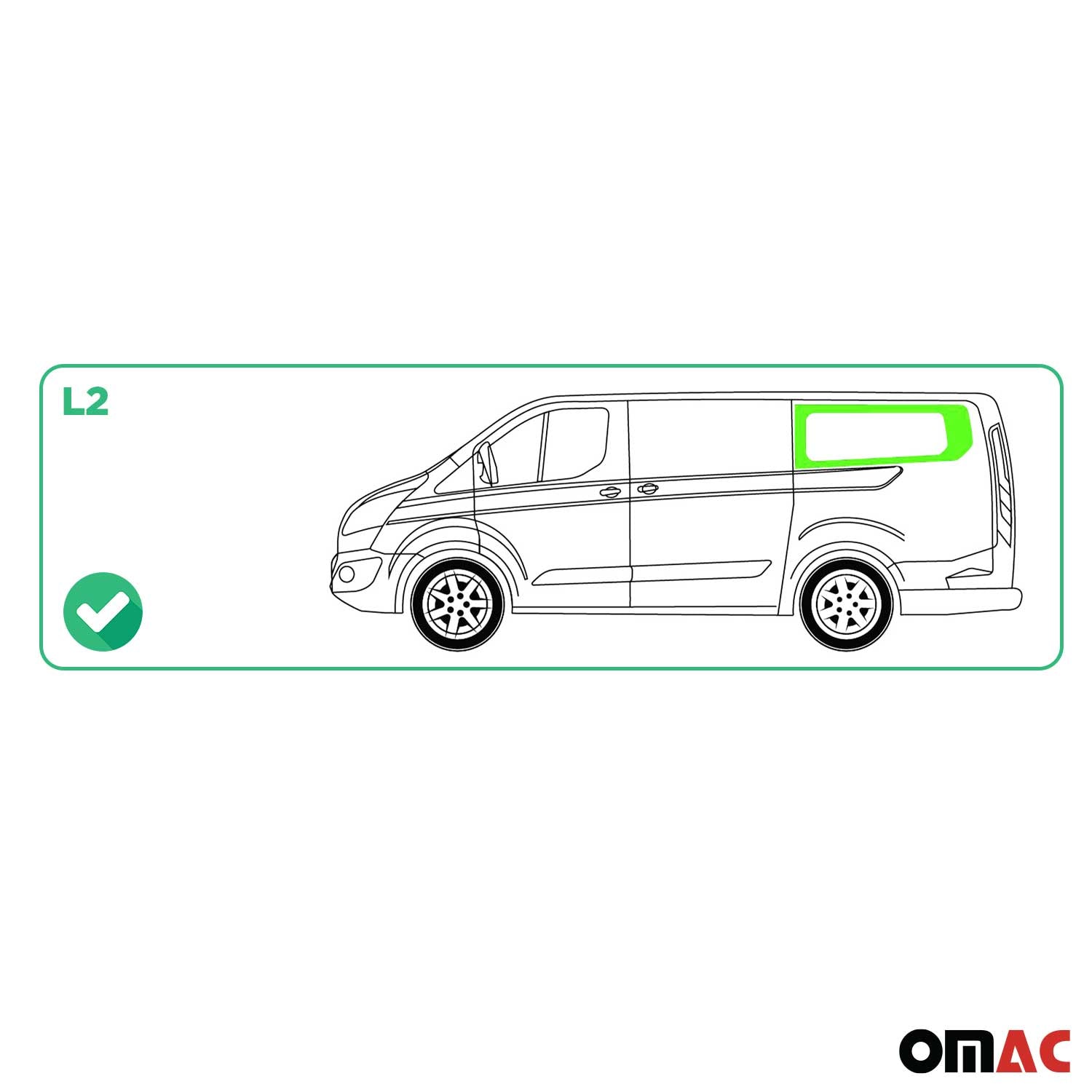 Hintere Seitenfenster Auto für Ford Transit Custom 2013-2024 Links Schiebetür L2