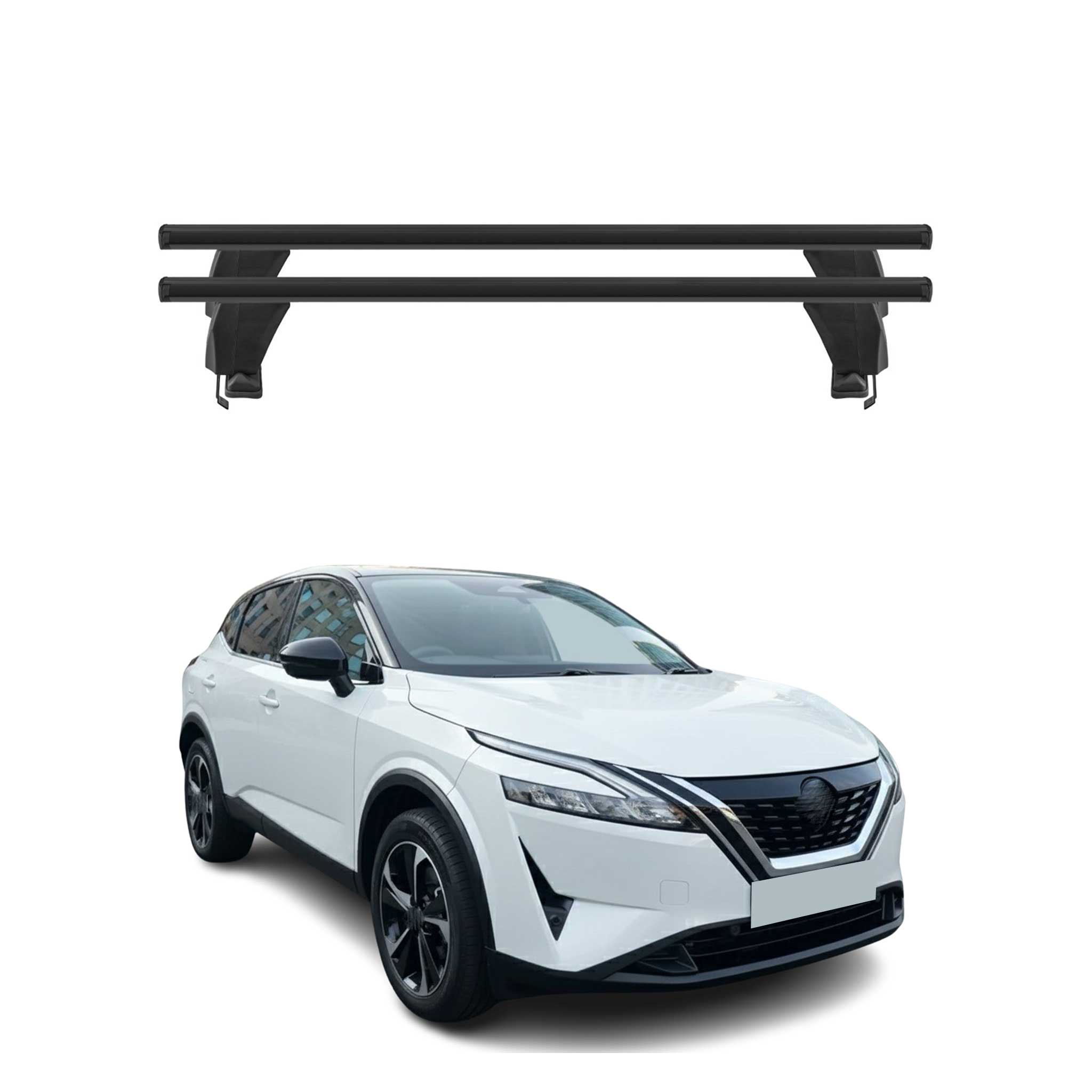 Menabo Dachträger Grundträger für Nissan Qashqai III J12 2021- Alu Schwarz 2tlg