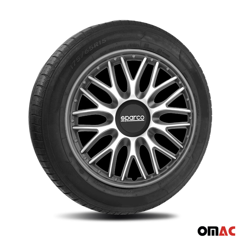Radkappen Radzierblenden Sparco Roma 16" Zoll Auto Abdeckung Set Silber Grau 4x