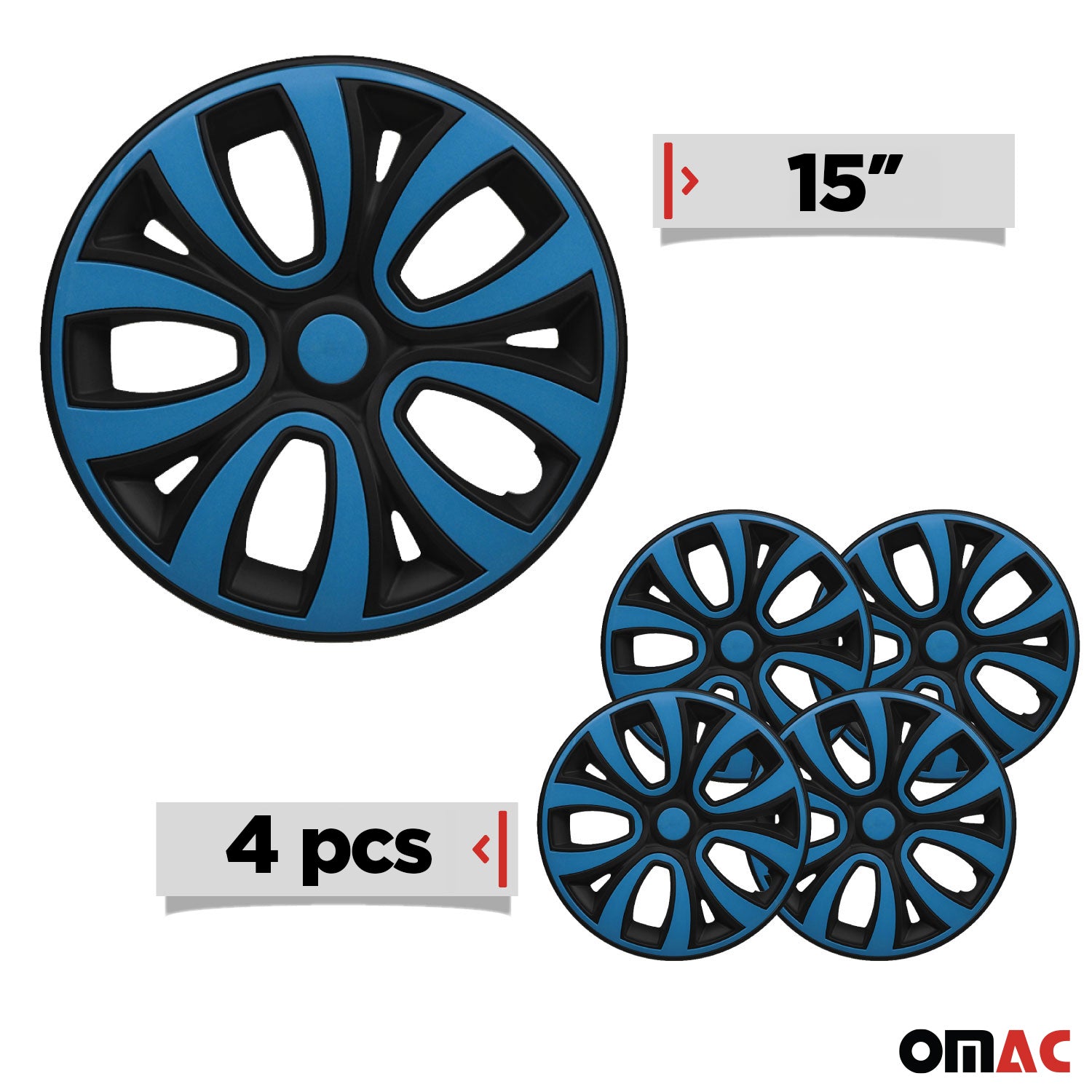 4x Radkappen Radzierblenden Radblenden für 15" Zoll Stahlfelgen Schwarz Blau